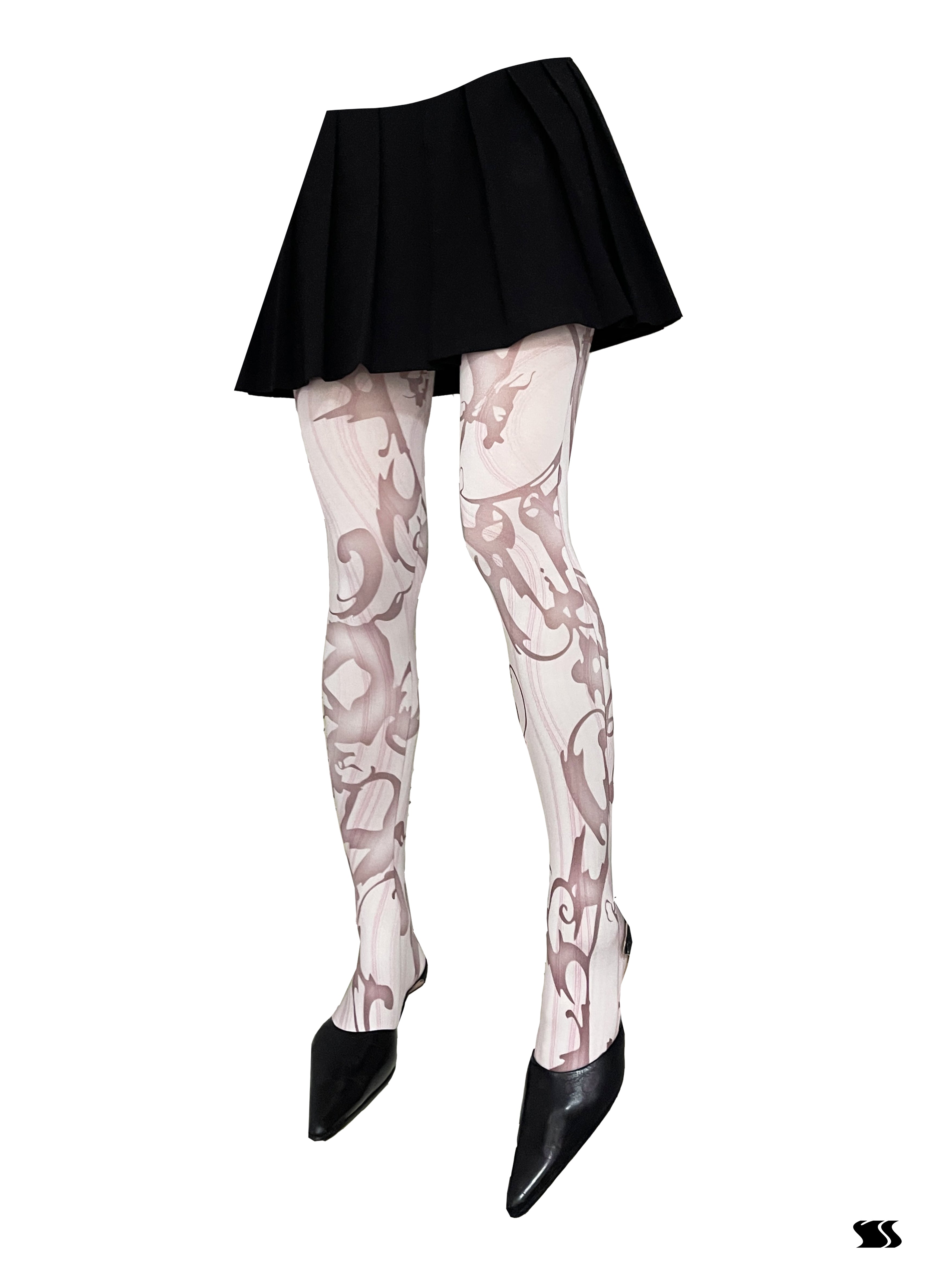 YOSHUYUKI Print Tights With Contrast Crotch Design