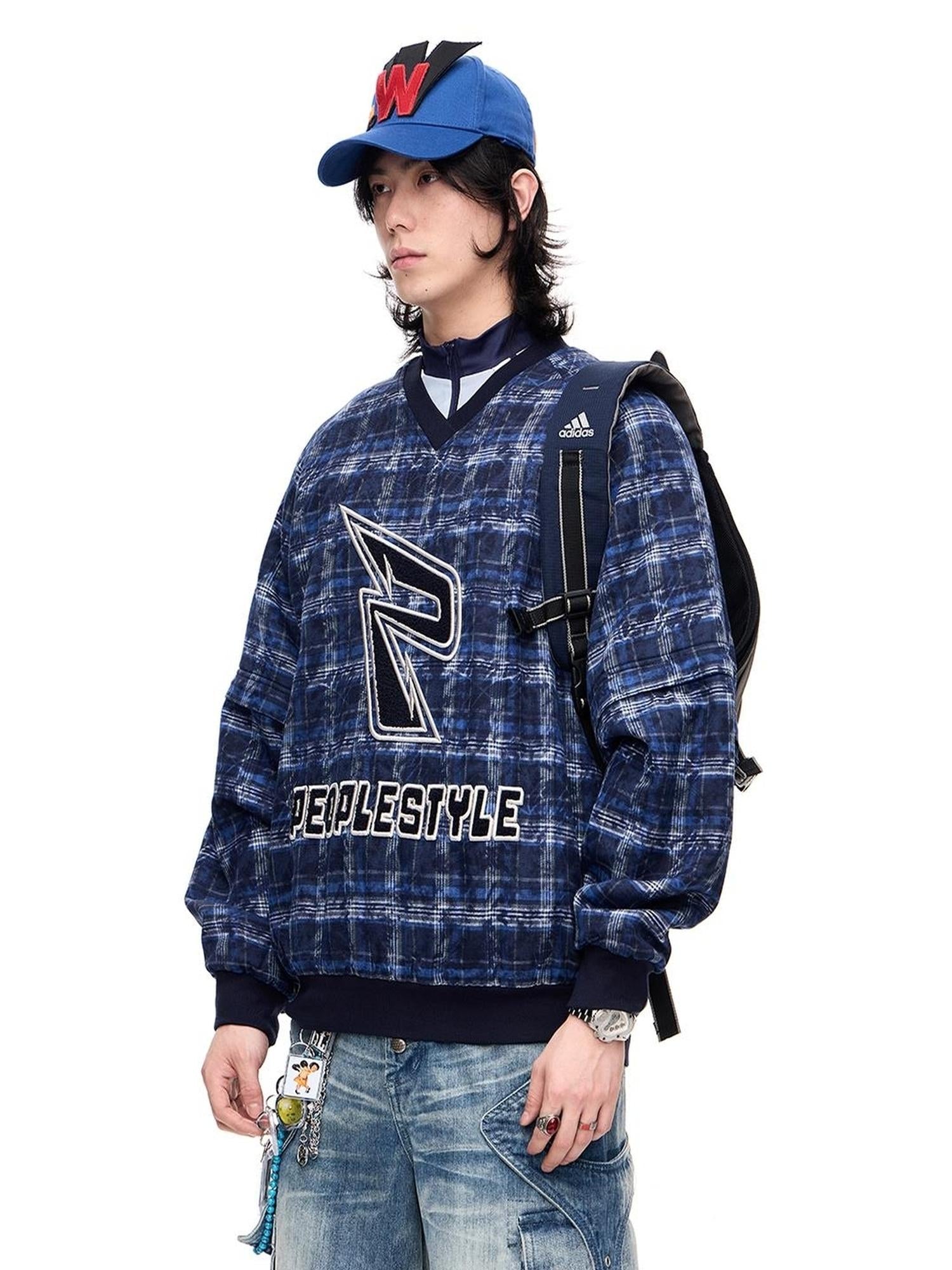 Peoplesense Plaid Polar Fleece Detachable Thermal Couple Oversized Sweatshirt