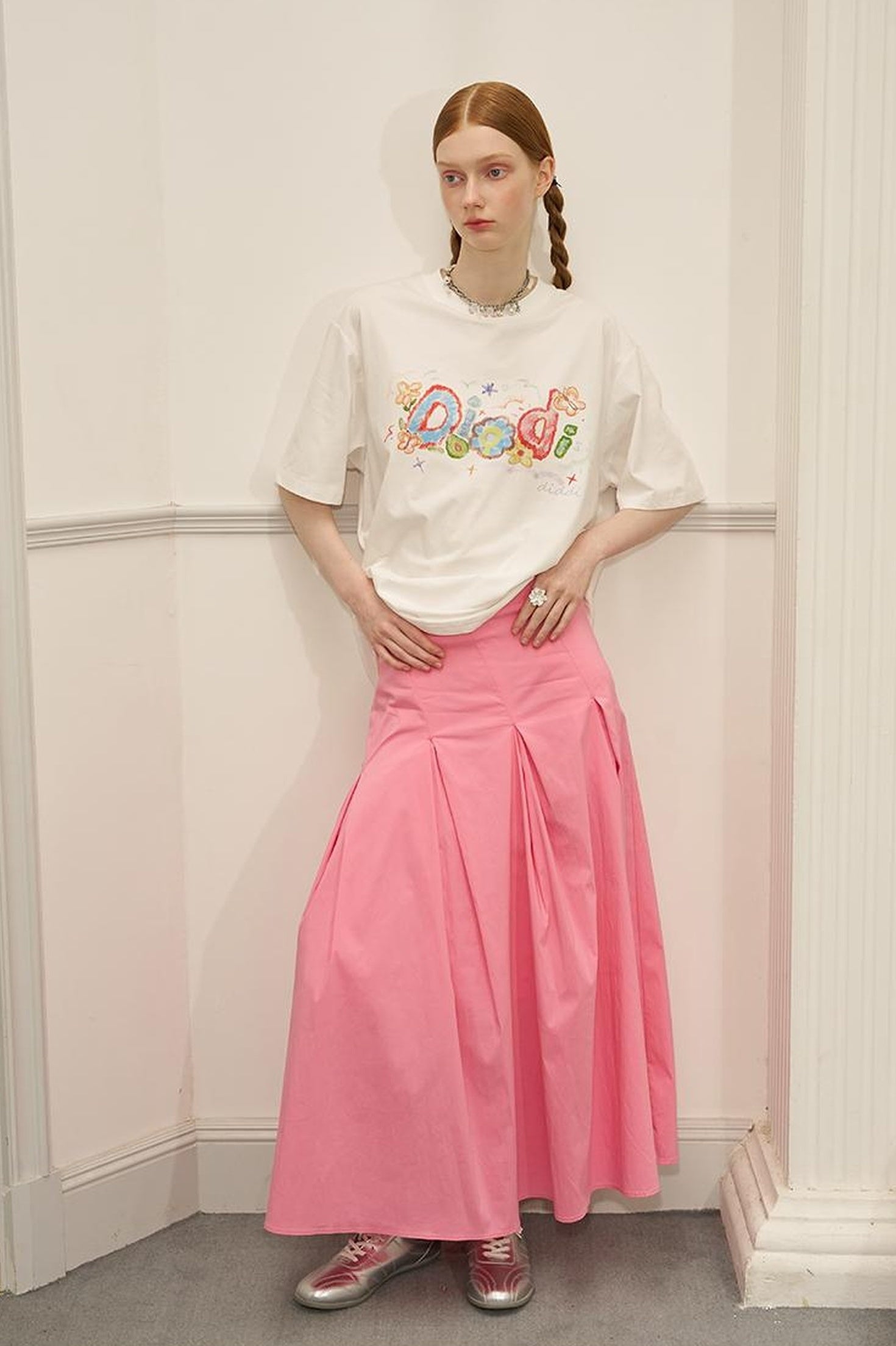 DIDDI MODA Playful Letter Print Cotton Tee