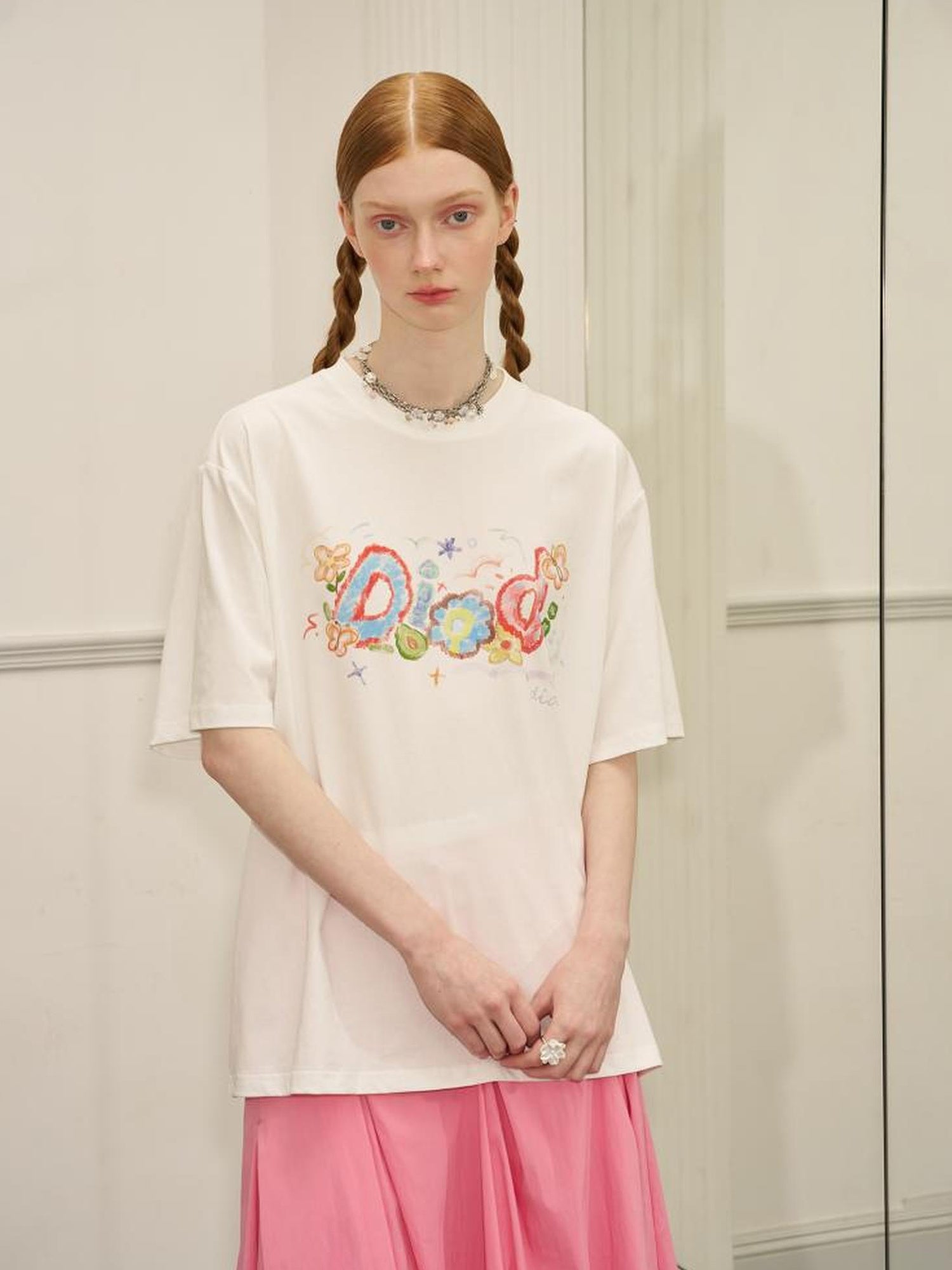 DIDDI MODA Playful Letter Print Cotton Tee