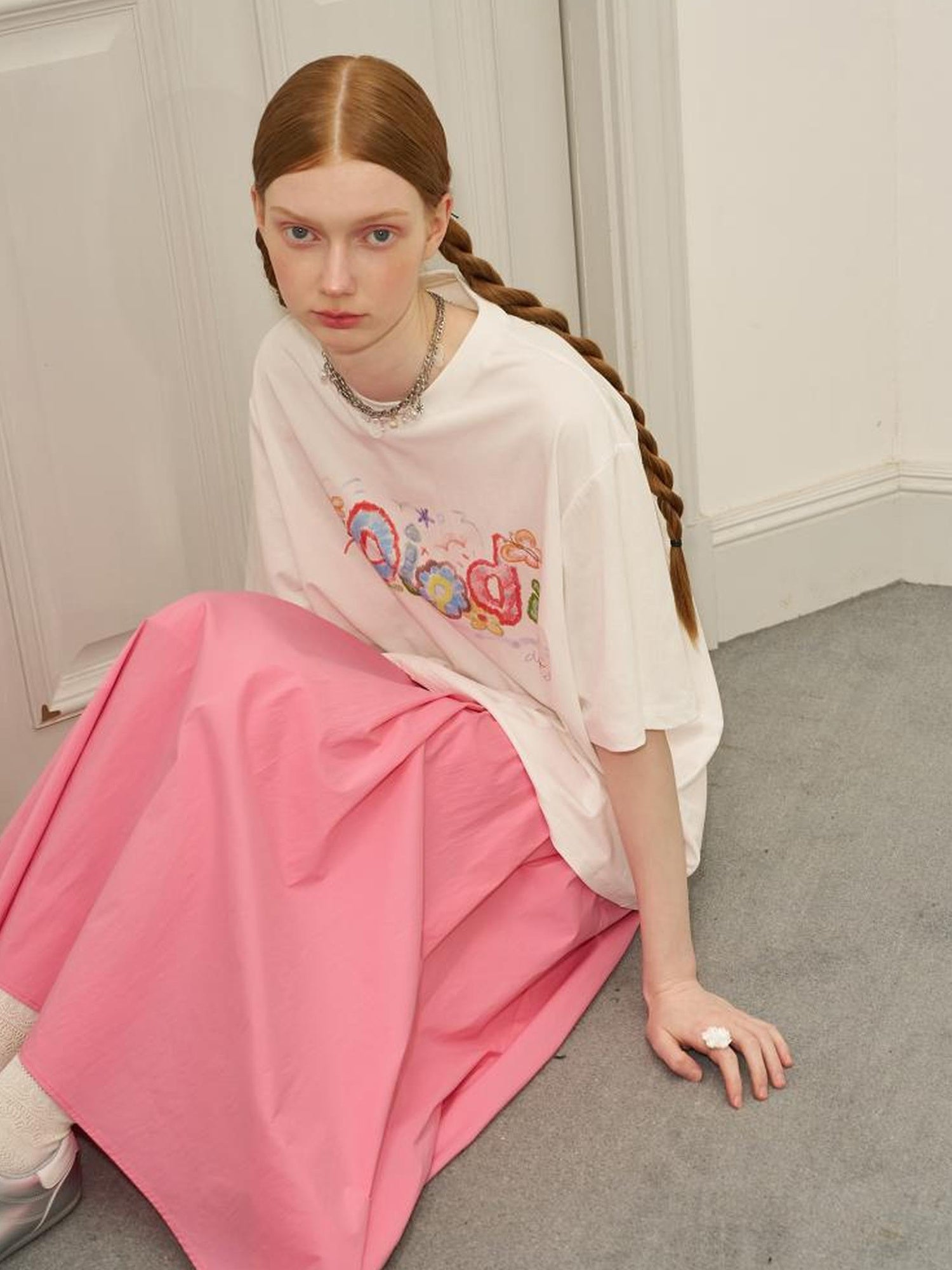 DIDDI MODA Playful Letter Print Cotton Tee