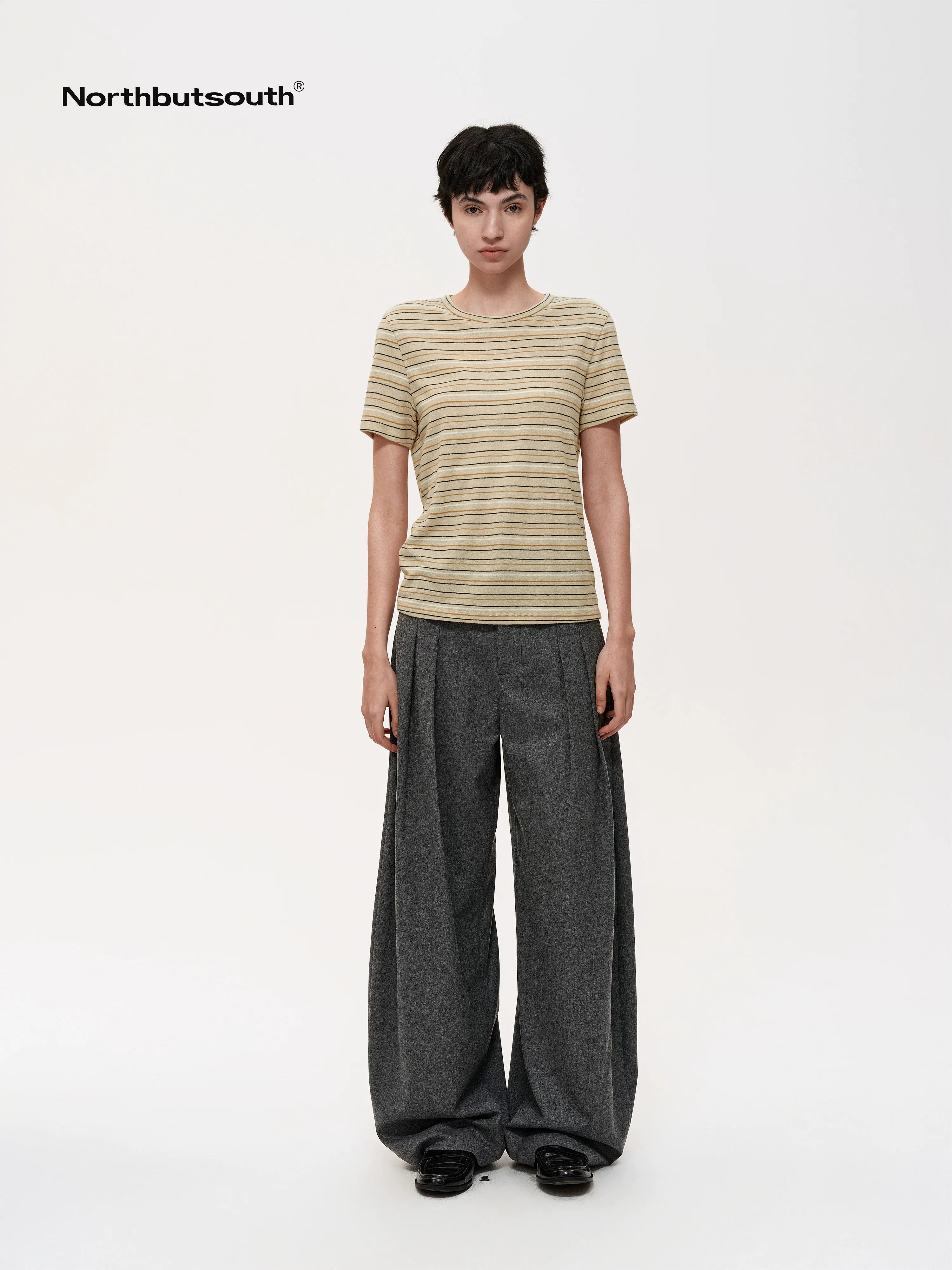 Pleated Flowy Wide Leg Trousers
