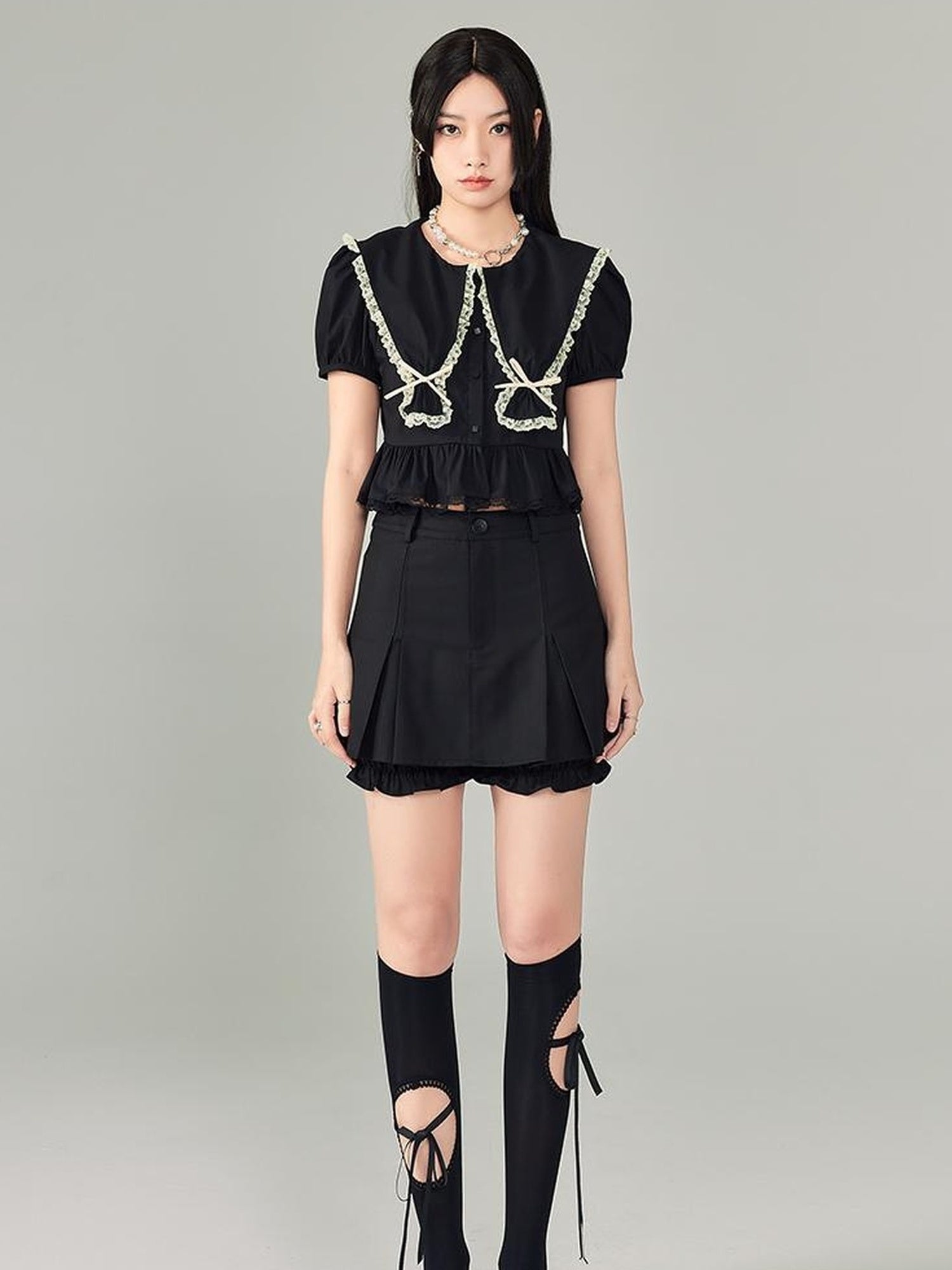 DIDDI MODA Pleated High Waist A Line Skort Stretchy Flattering Shorts For Summer