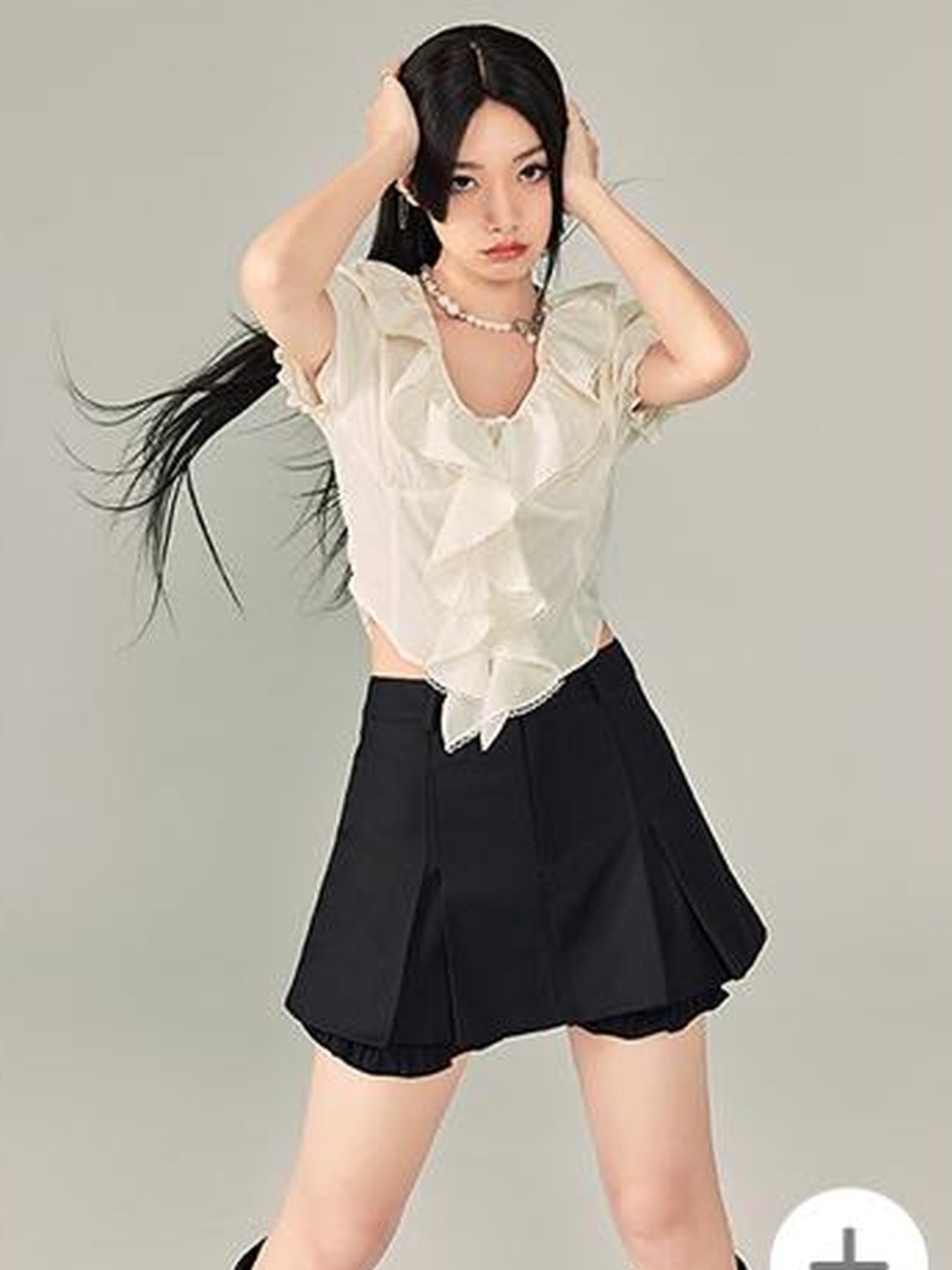 DIDDI MODA Pleated High Waist A Line Skort Stretchy Flattering Shorts For Summer