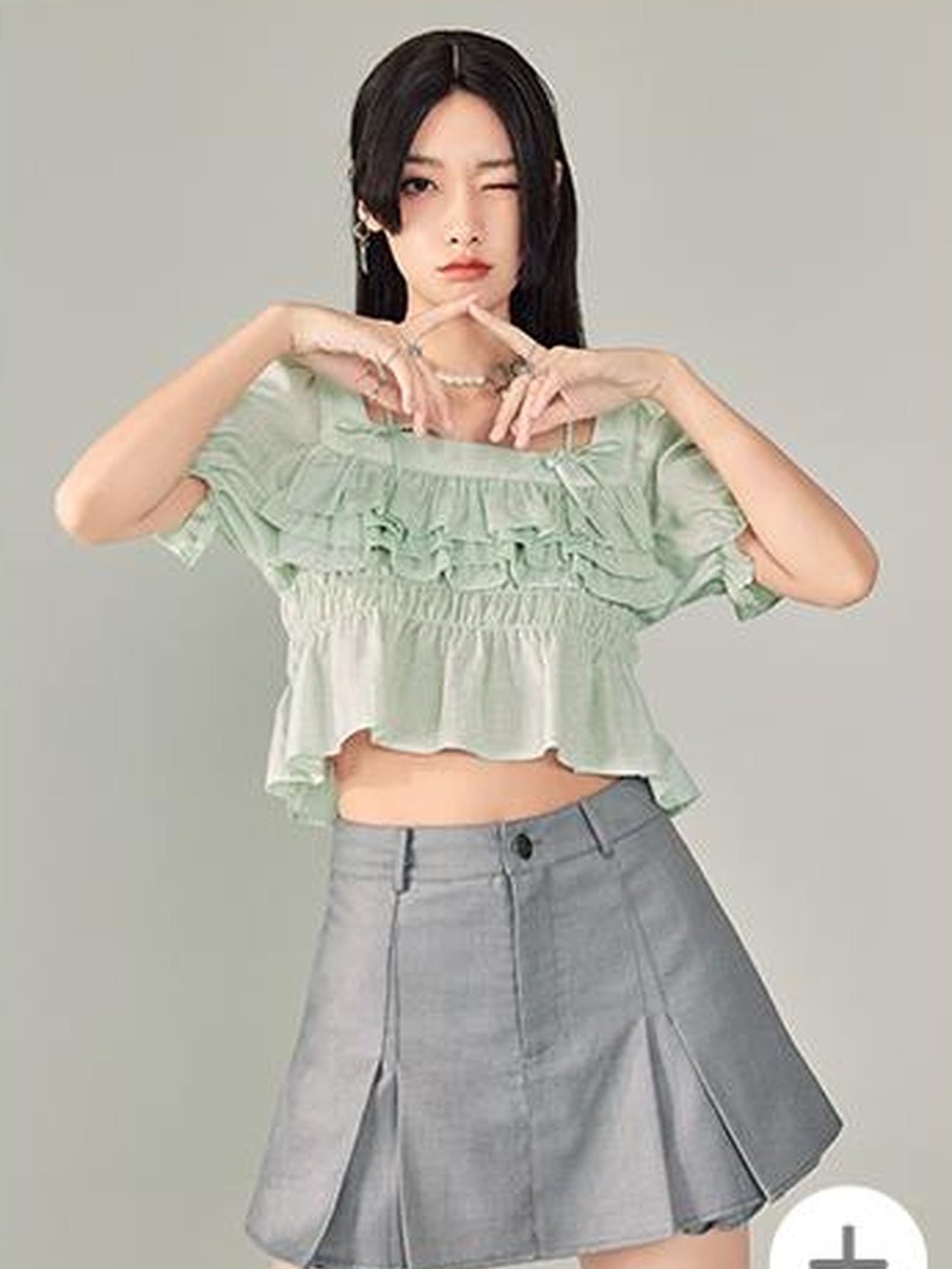 DIDDI MODA Pleated High Waist A Line Skort Stretchy Flattering Shorts For Summer