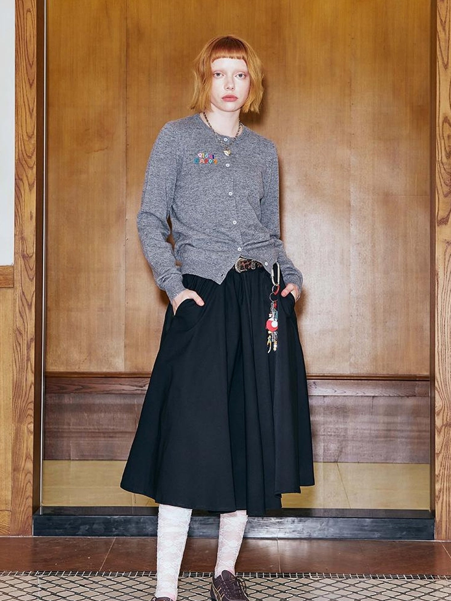 DIDDI MODA Pleated Midi Skirt With Flared Hem Romantic Versatile A Line