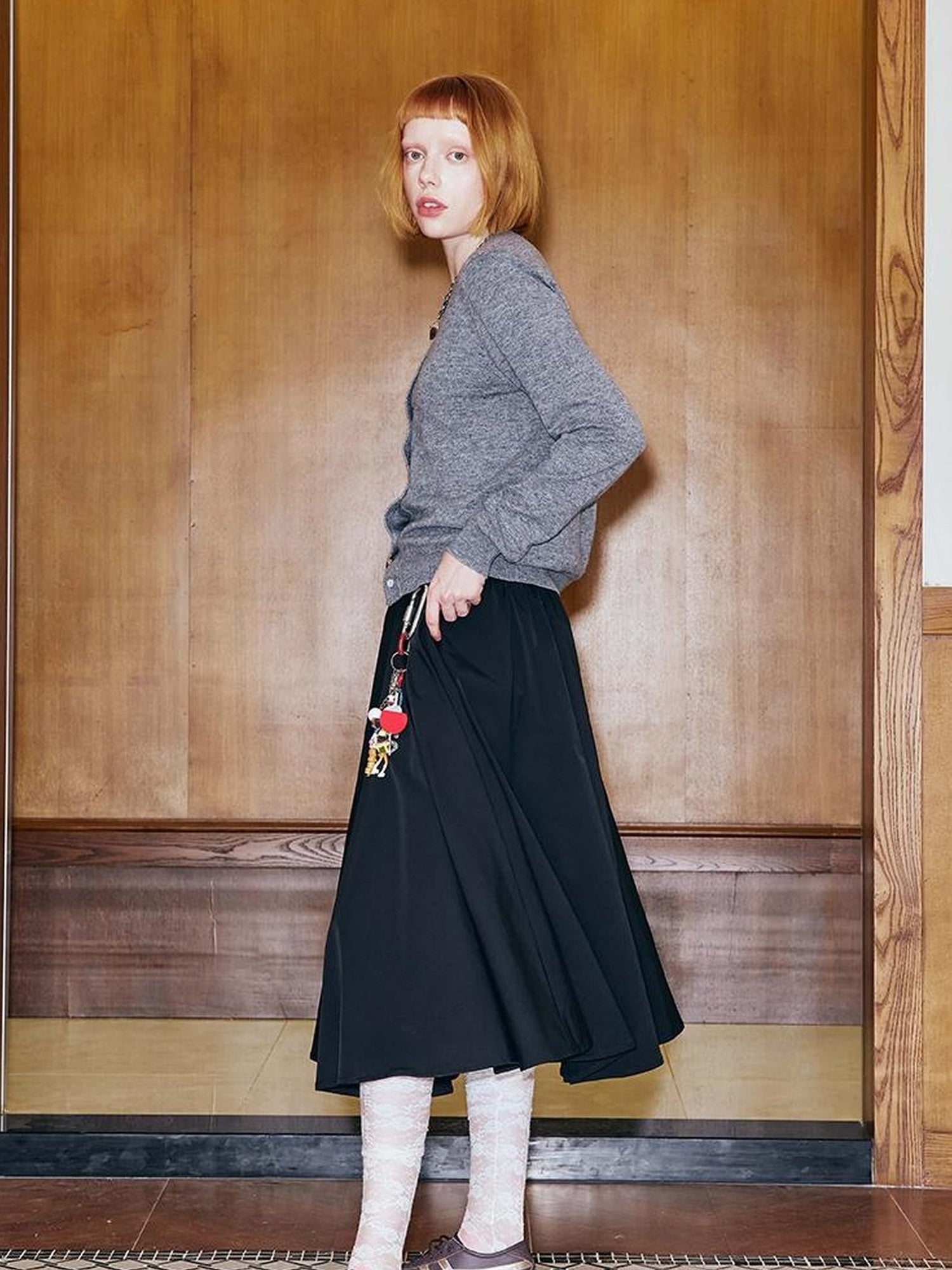 DIDDI MODA Pleated Midi Skirt With Flared Hem Romantic Versatile A Line