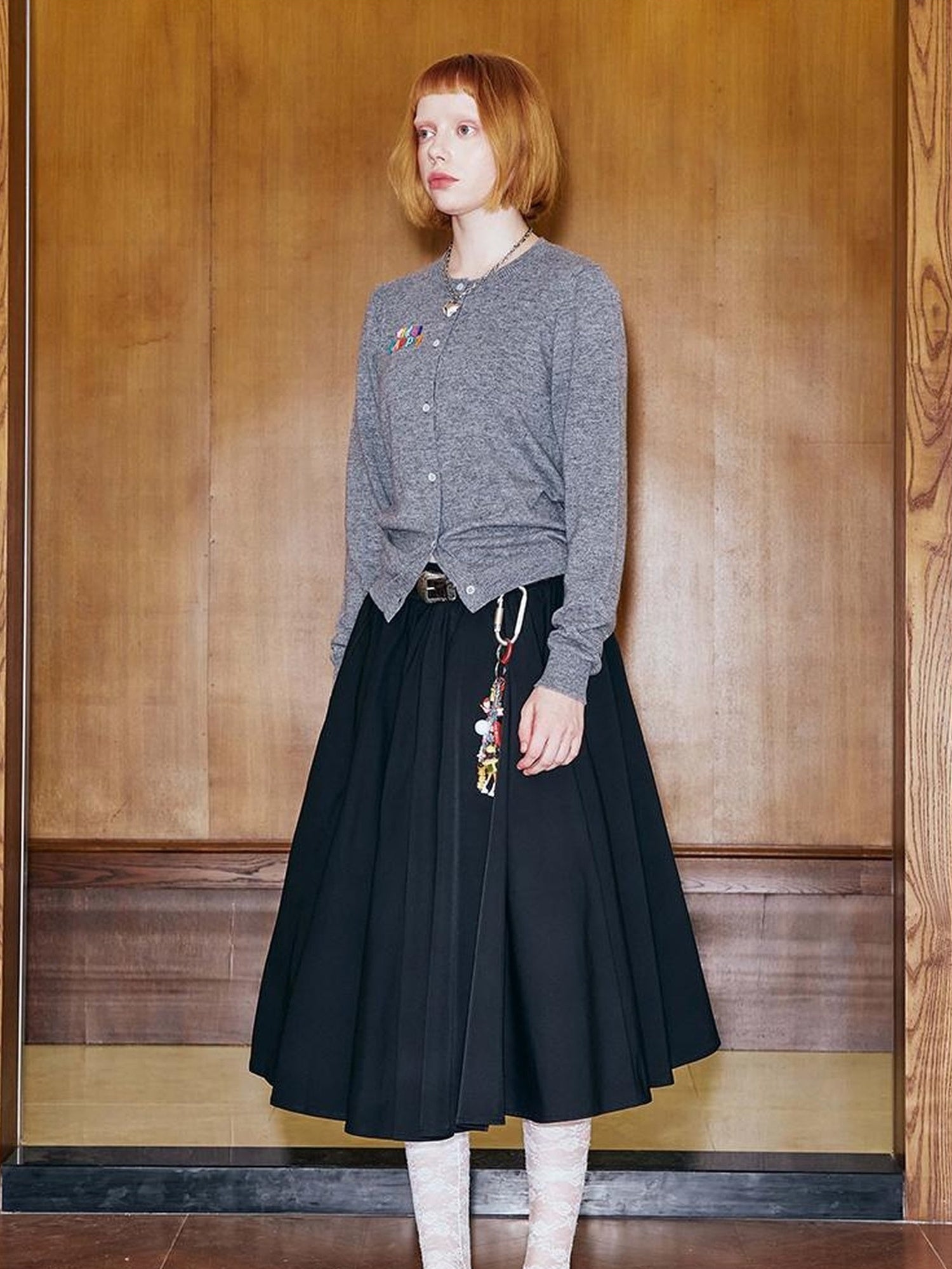 DIDDI MODA Pleated Midi Skirt With Flared Hem Romantic Versatile A Line