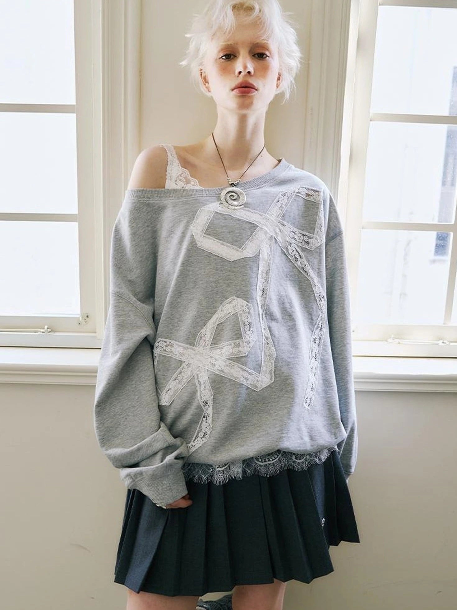 Pleated Mini Skirt With Metallic Logo Structured Flowy