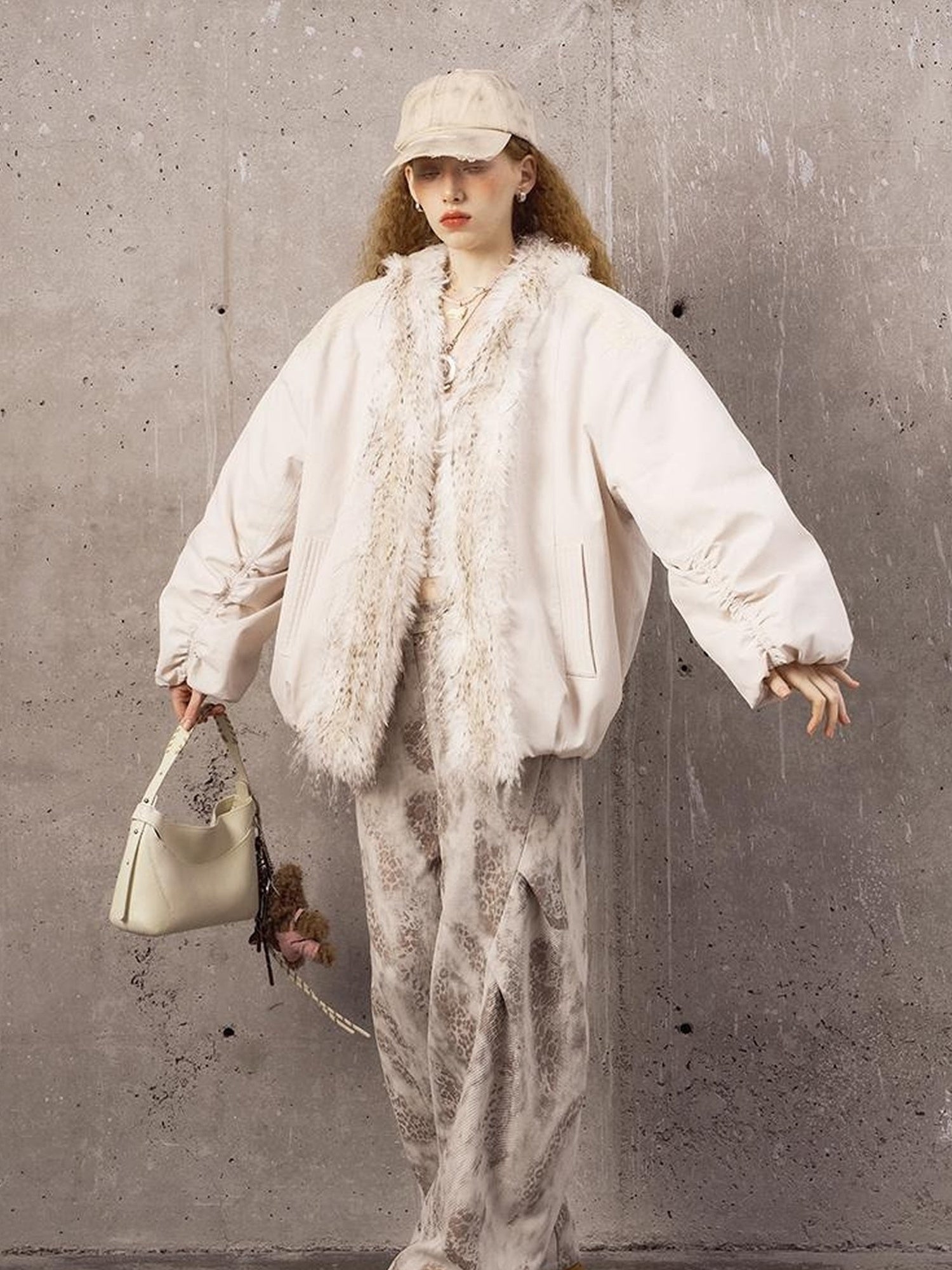 DIDDI MODA Pleated Patchwork Snake Print Relaxed Tapered Pants