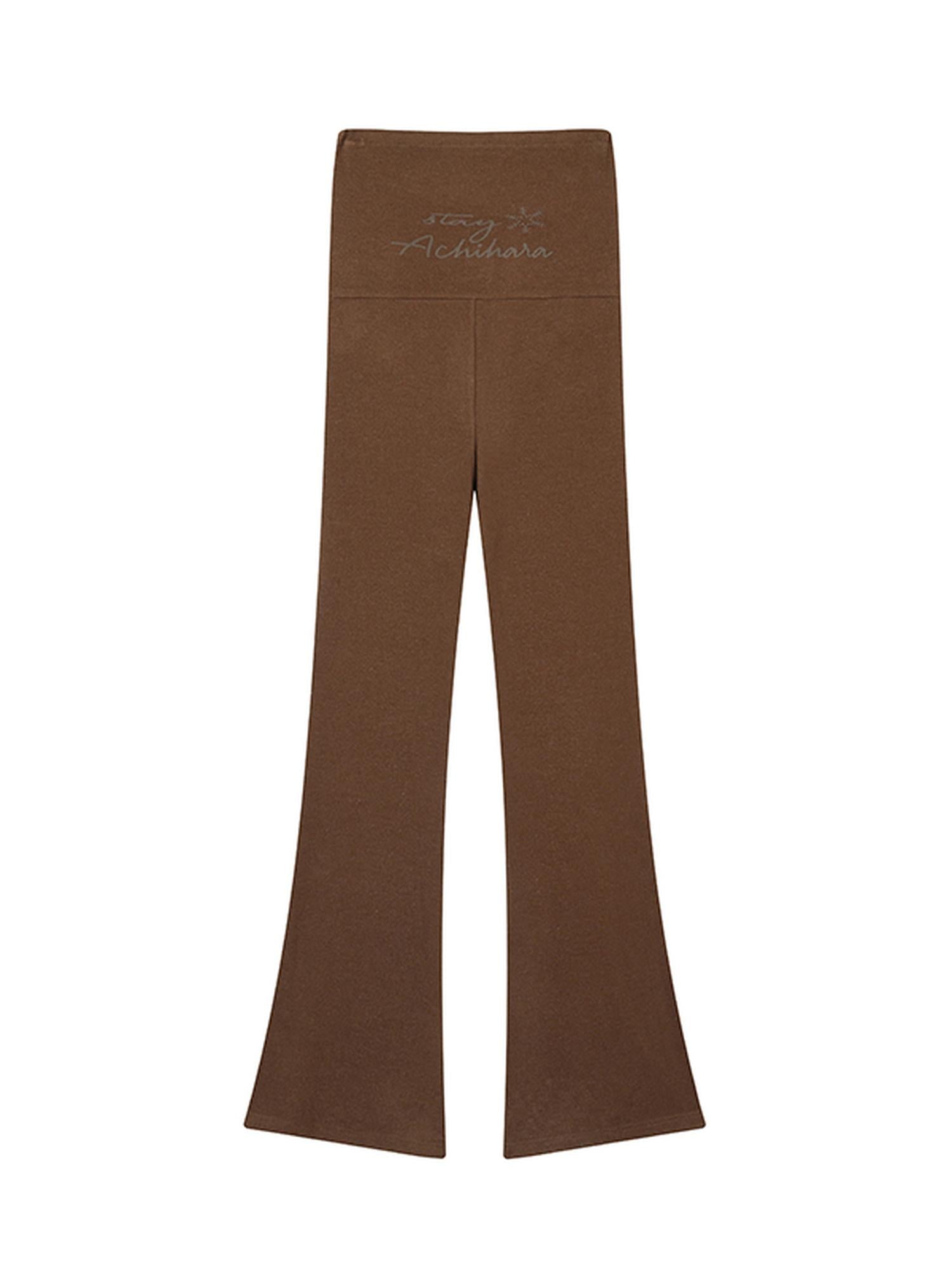 Achihara Brittany Flared Leggings Winter Warm High Waist Stretch Pants