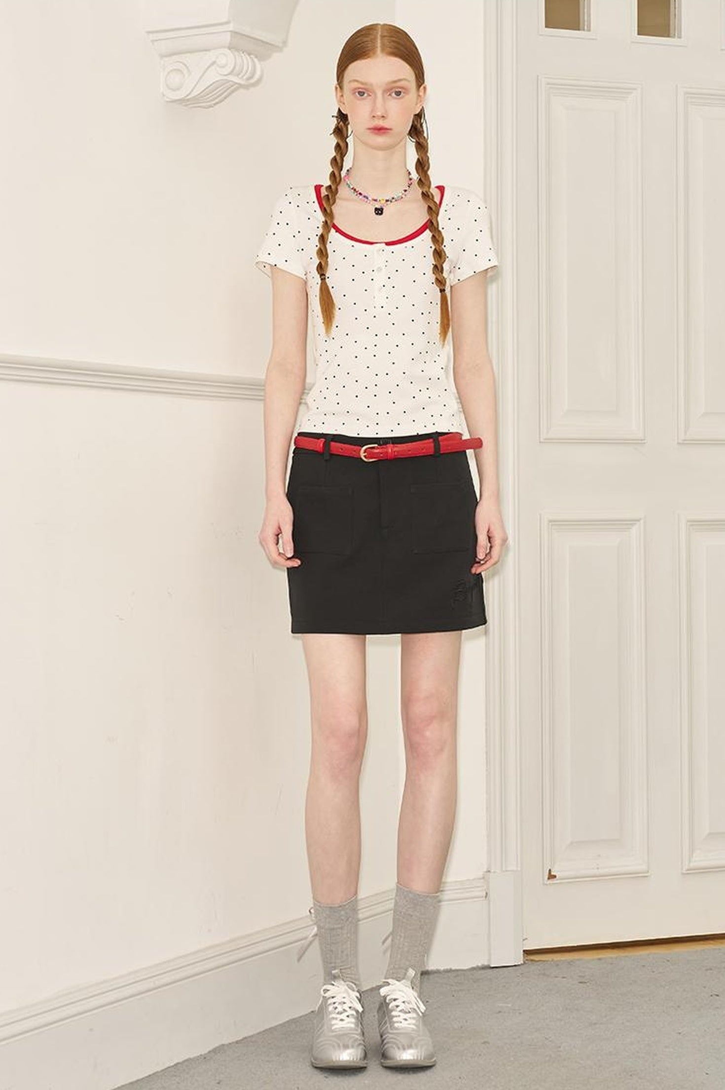DIDDI MODA Polka Dot Mock Two Piece Sleeveless Bodycon Dress
