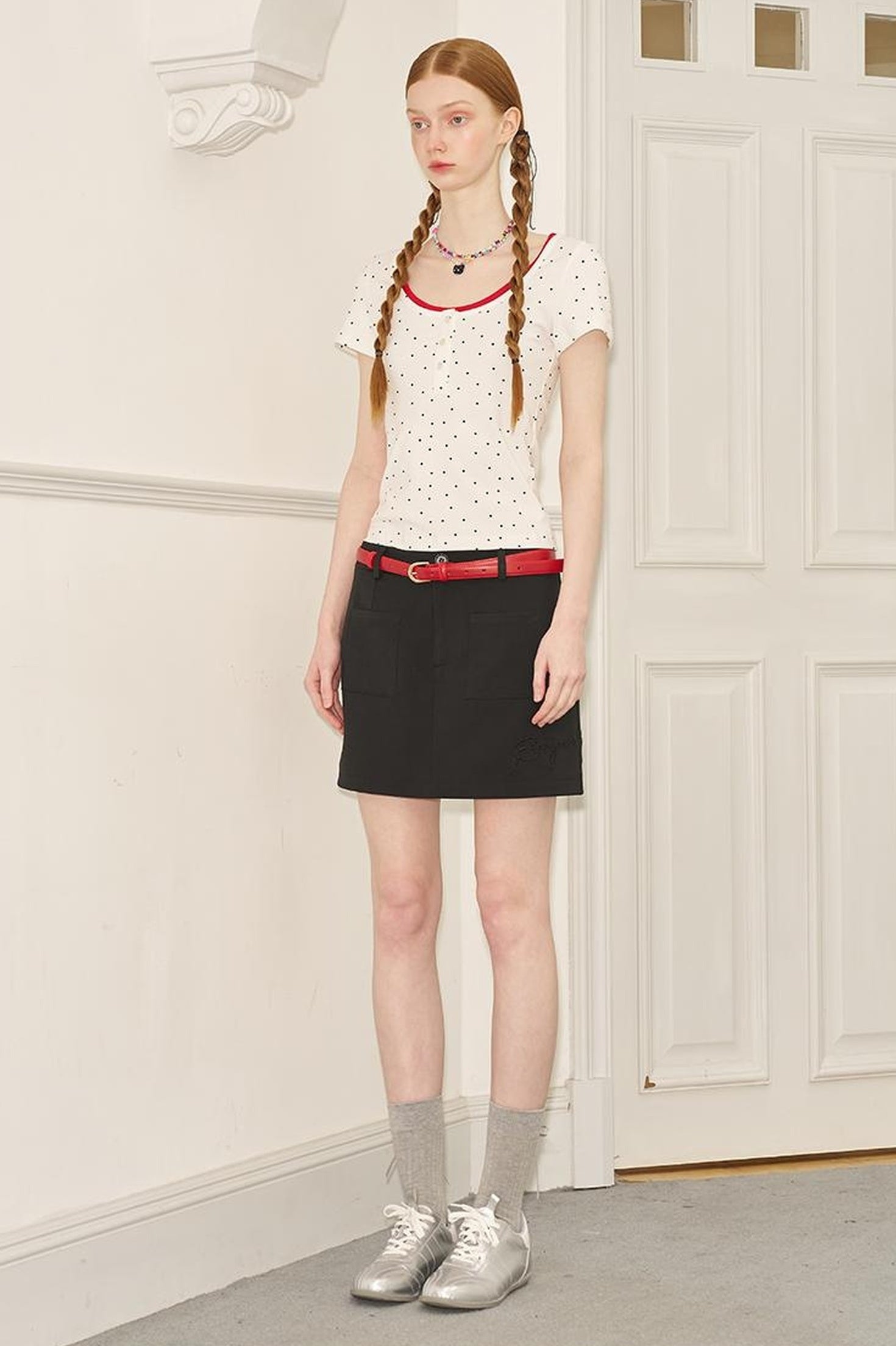 DIDDI MODA Polka Dot Mock Two Piece Sleeveless Bodycon Dress