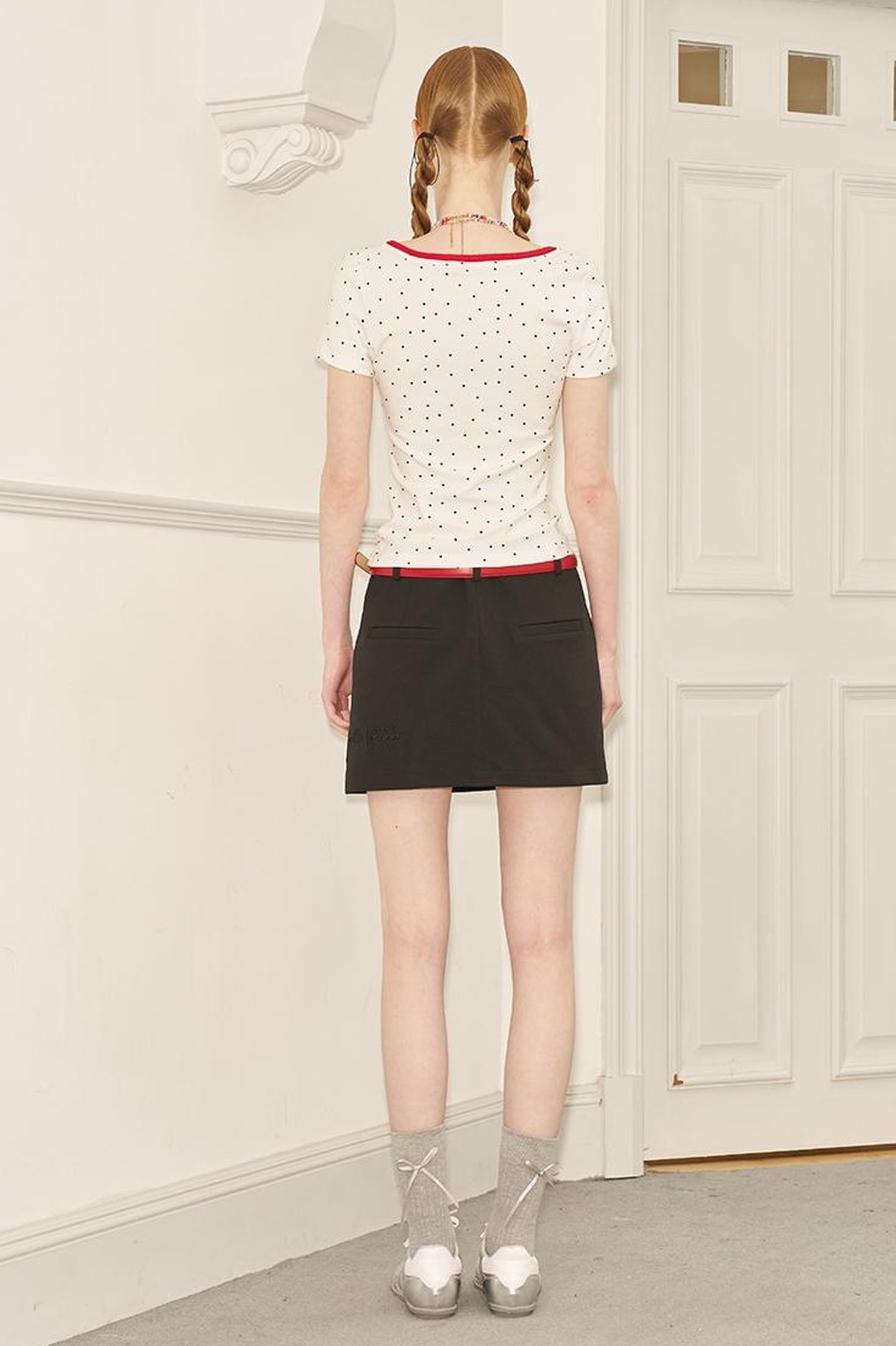 DIDDI MODA Polka Dot Mock Two Piece Sleeveless Bodycon Dress