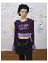 Purple Fluffy Trim Knit Sweater Retro Party Top