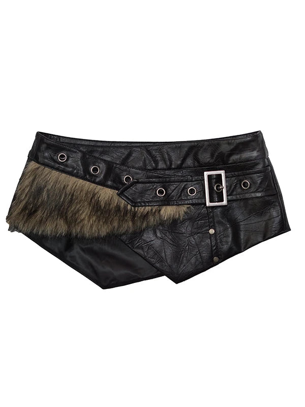 Yanyu Escape Star Frayed Grid Asymmetrical Skirt