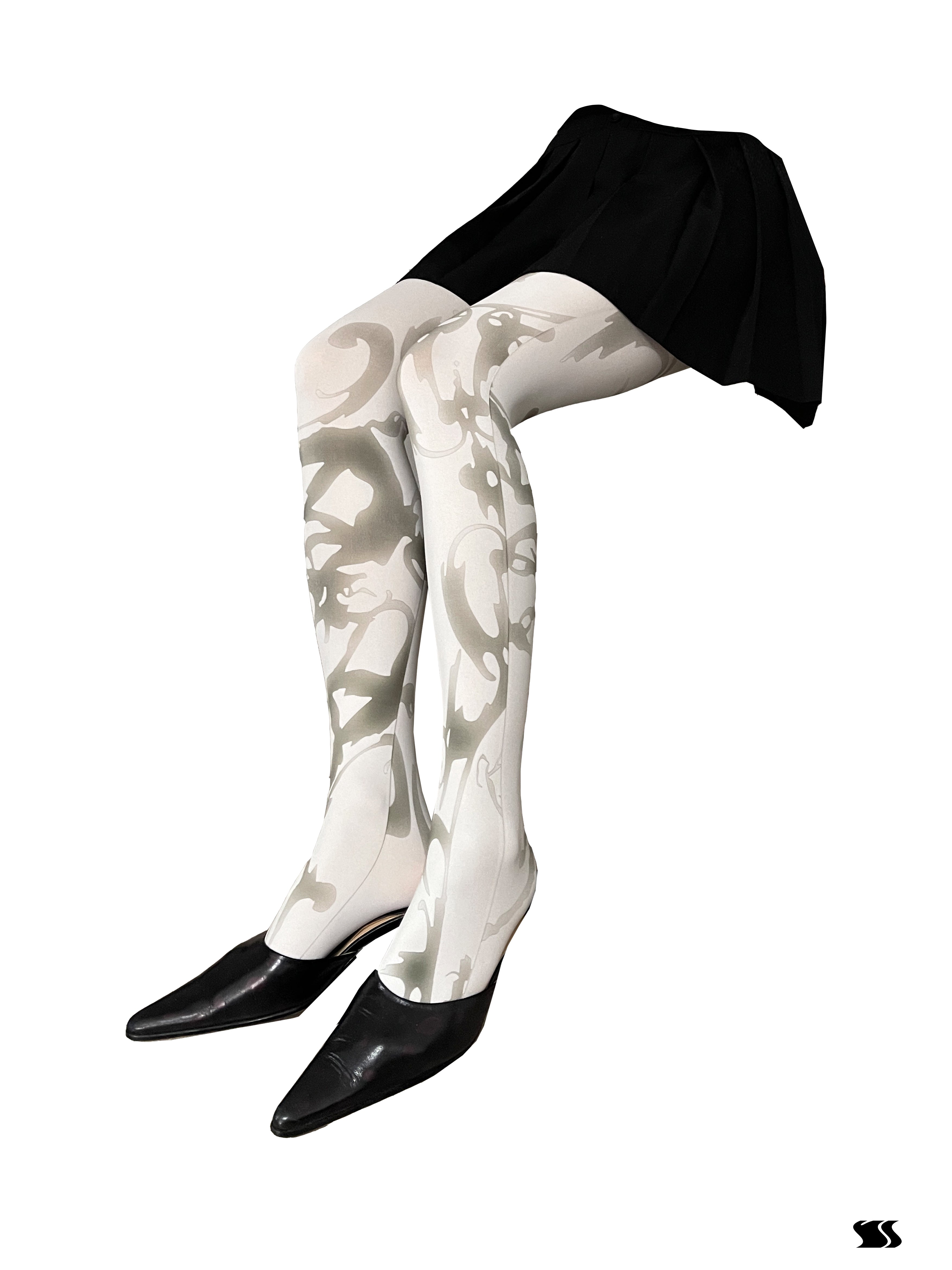 YOSHUYUKI Print Tights With Contrast Crotch Design
