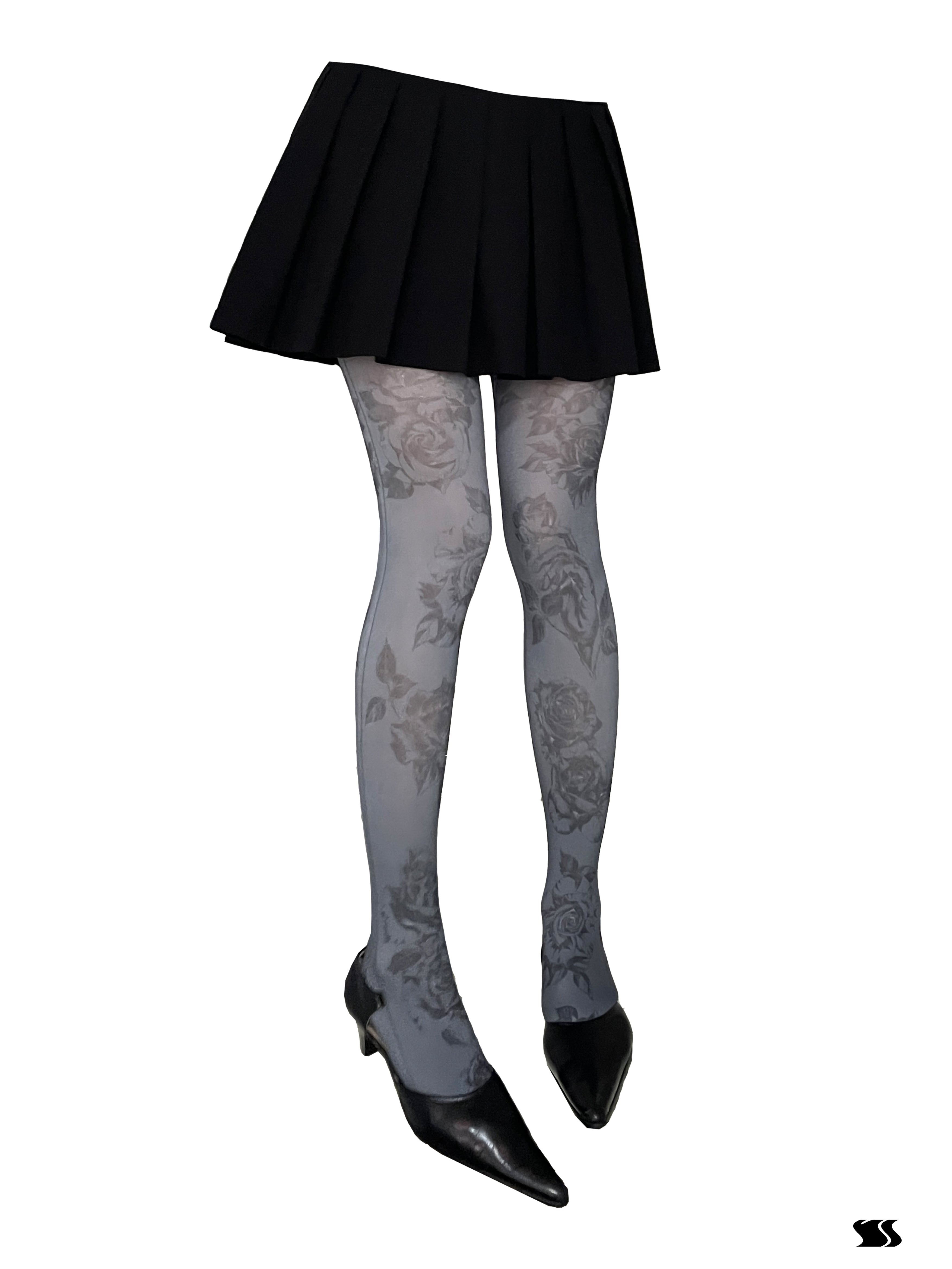 YOSHUYUKI Print Tights With Contrast Crotch Design