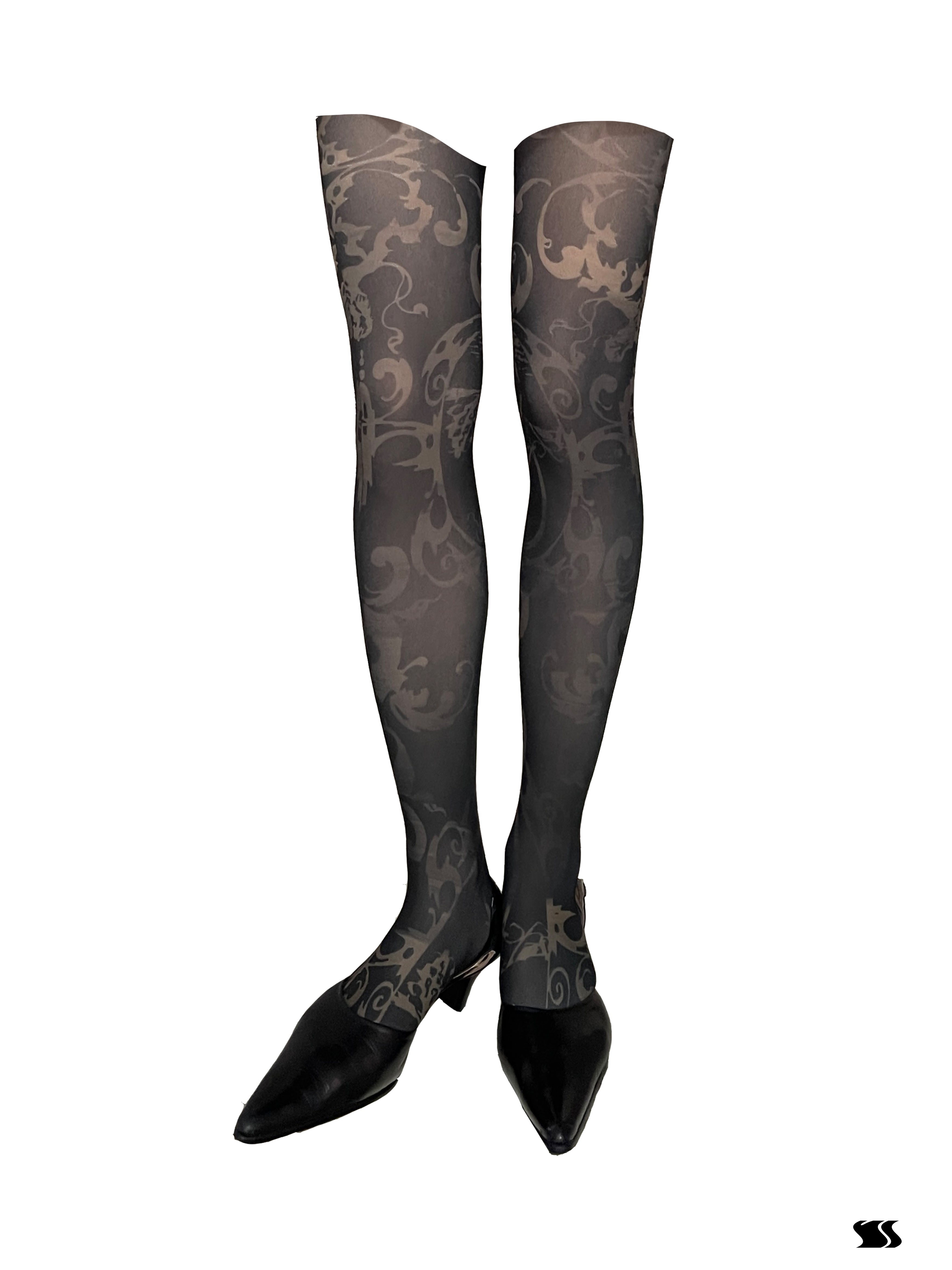 YOSHUYUKI Print Tights With Contrast Crotch Design