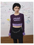 Purple Fluffy Trim Knit Sweater Retro Party Top