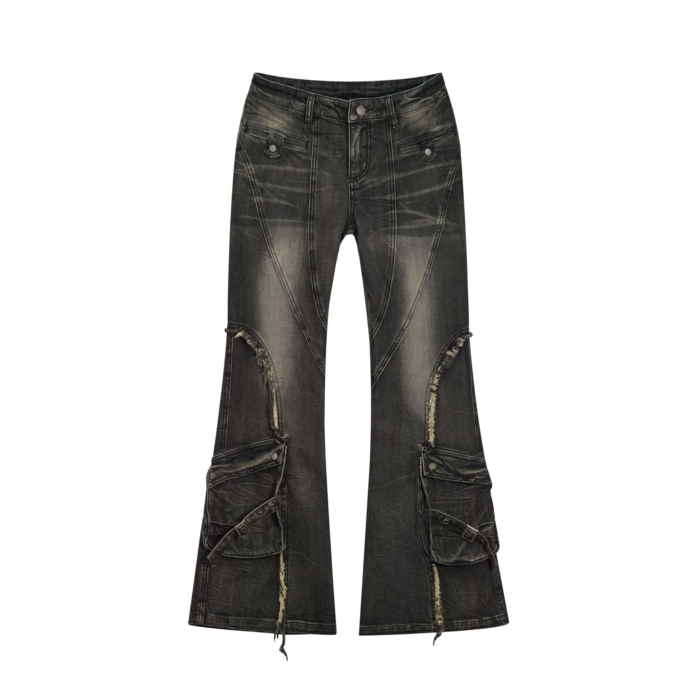 Update c Vintage Distressed Flared Jeans
