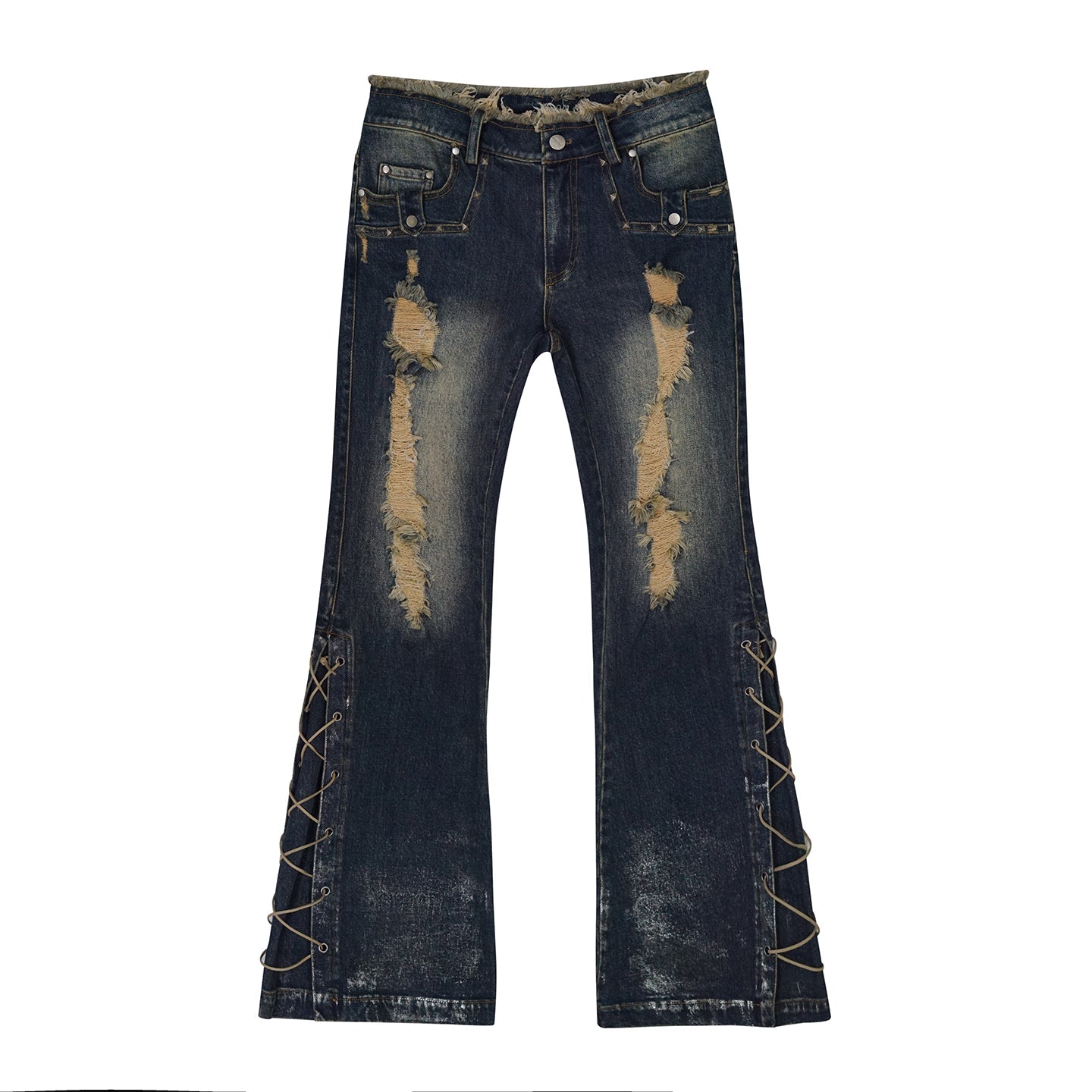 Update Cest Nous Sea Witch Distressed Low Rise Flare Jeans