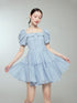 DIDDI MODA Princess Escape Bubble Sleeve Square Neck Tulle Dress