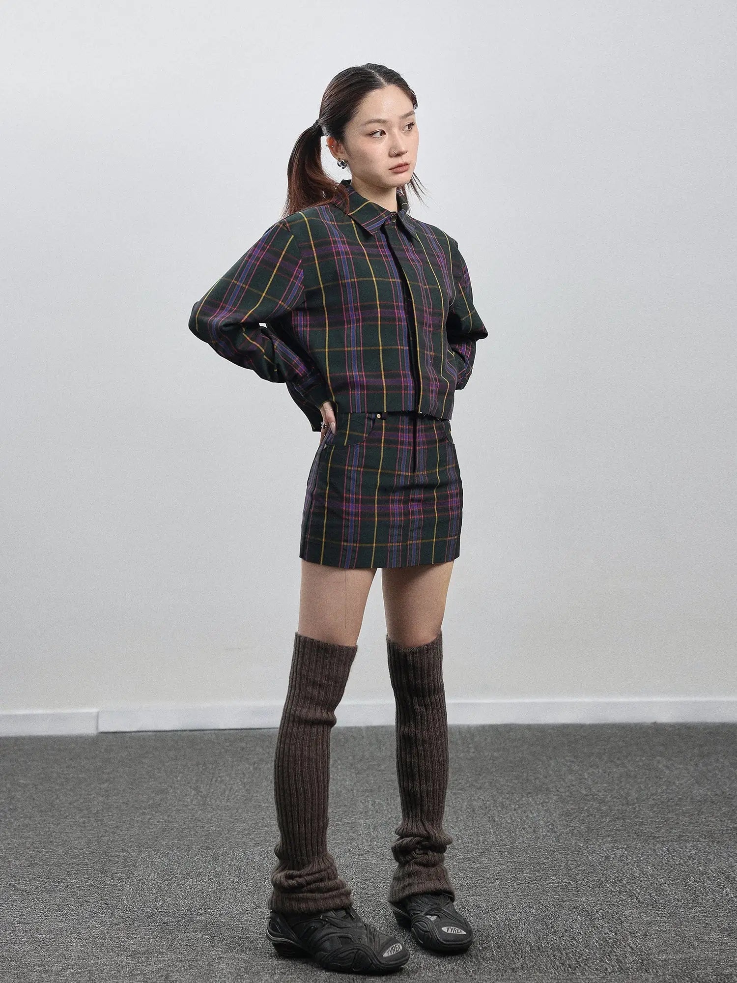 Imagine Inspired Grid Shirt & Pencil Skirt Set