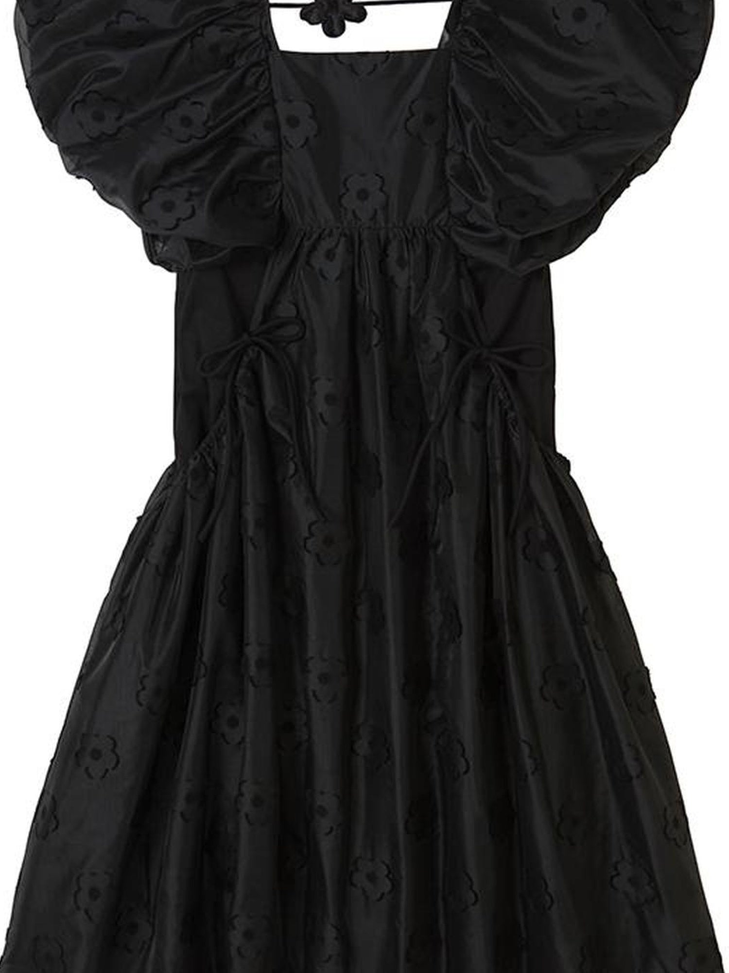 DIDDI MODA Puff Sleeve Smocked Jacquard Princess Maxi Dress