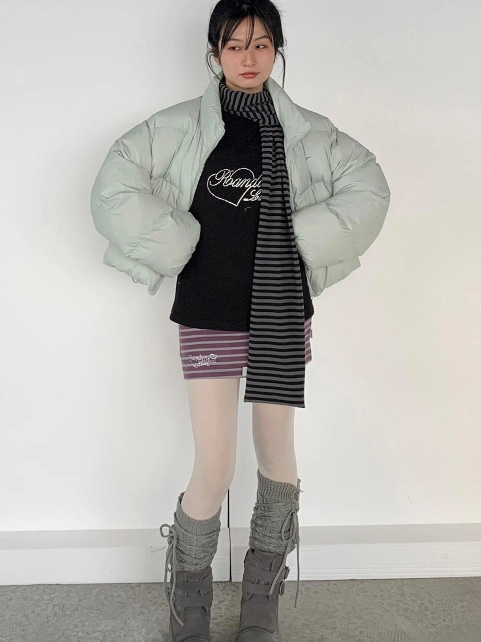 Puffy Mint Green Salt Short Puffy Coat Winter Jacket