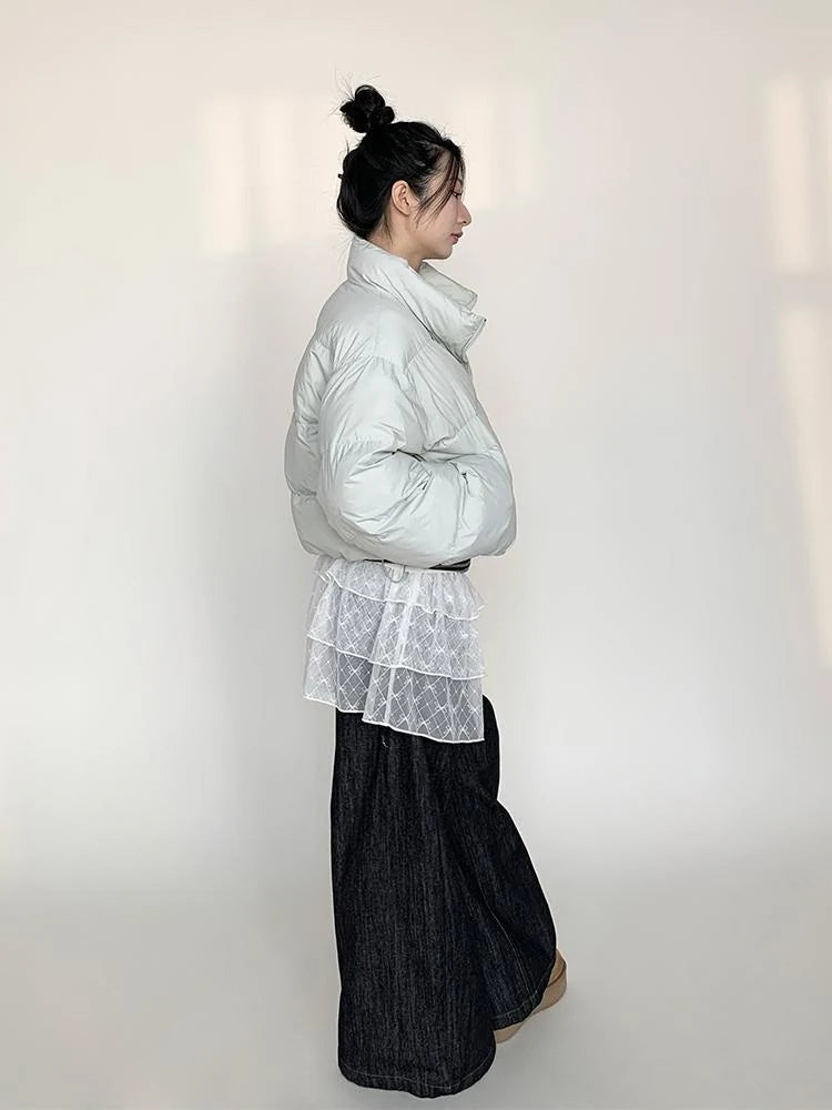 Puffy Mint Green Salt Short Puffy Coat Winter Jacket