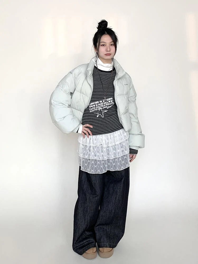 Puffy Mint Green Salt Short Puffy Coat Winter Jacket