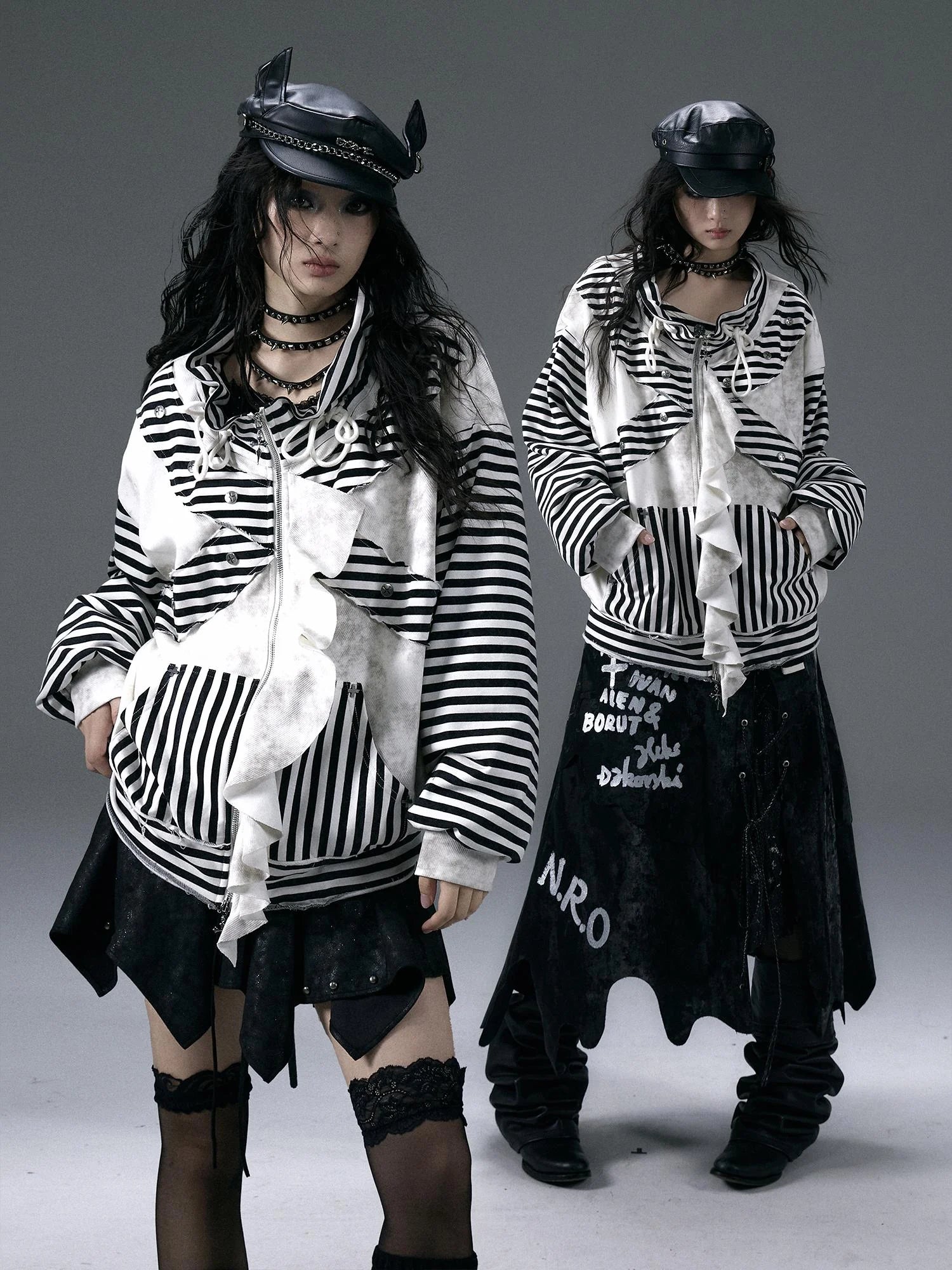 Punk Aesthetic Loose Fleece Peplum Hoodie Coat