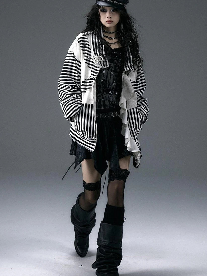 Punk Aesthetic Loose Fleece Peplum Hoodie Coat