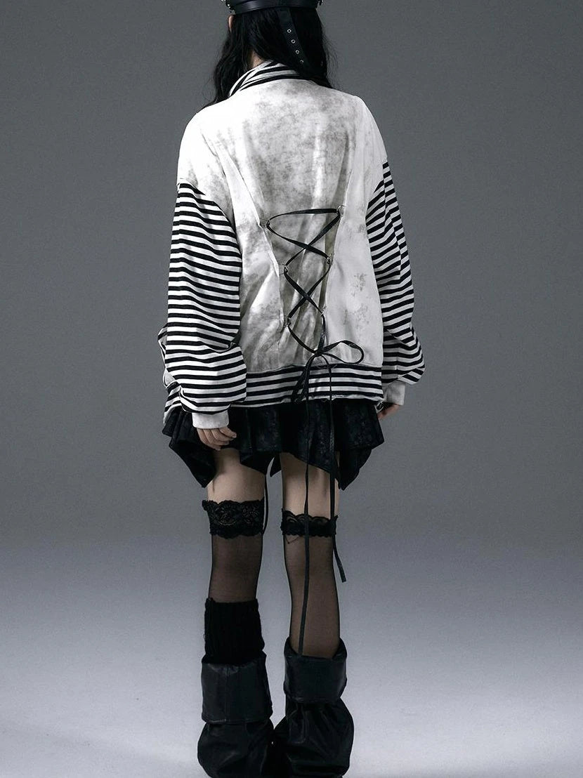 Punk Aesthetic Loose Fleece Peplum Hoodie Coat