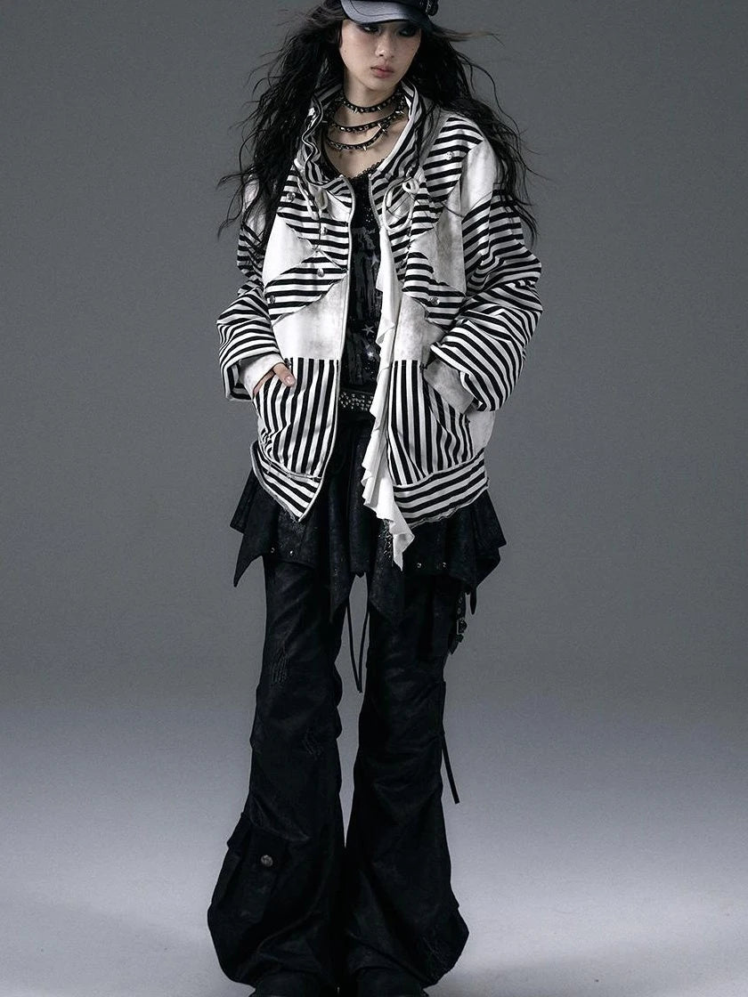 Punk Aesthetic Loose Fleece Peplum Hoodie Coat