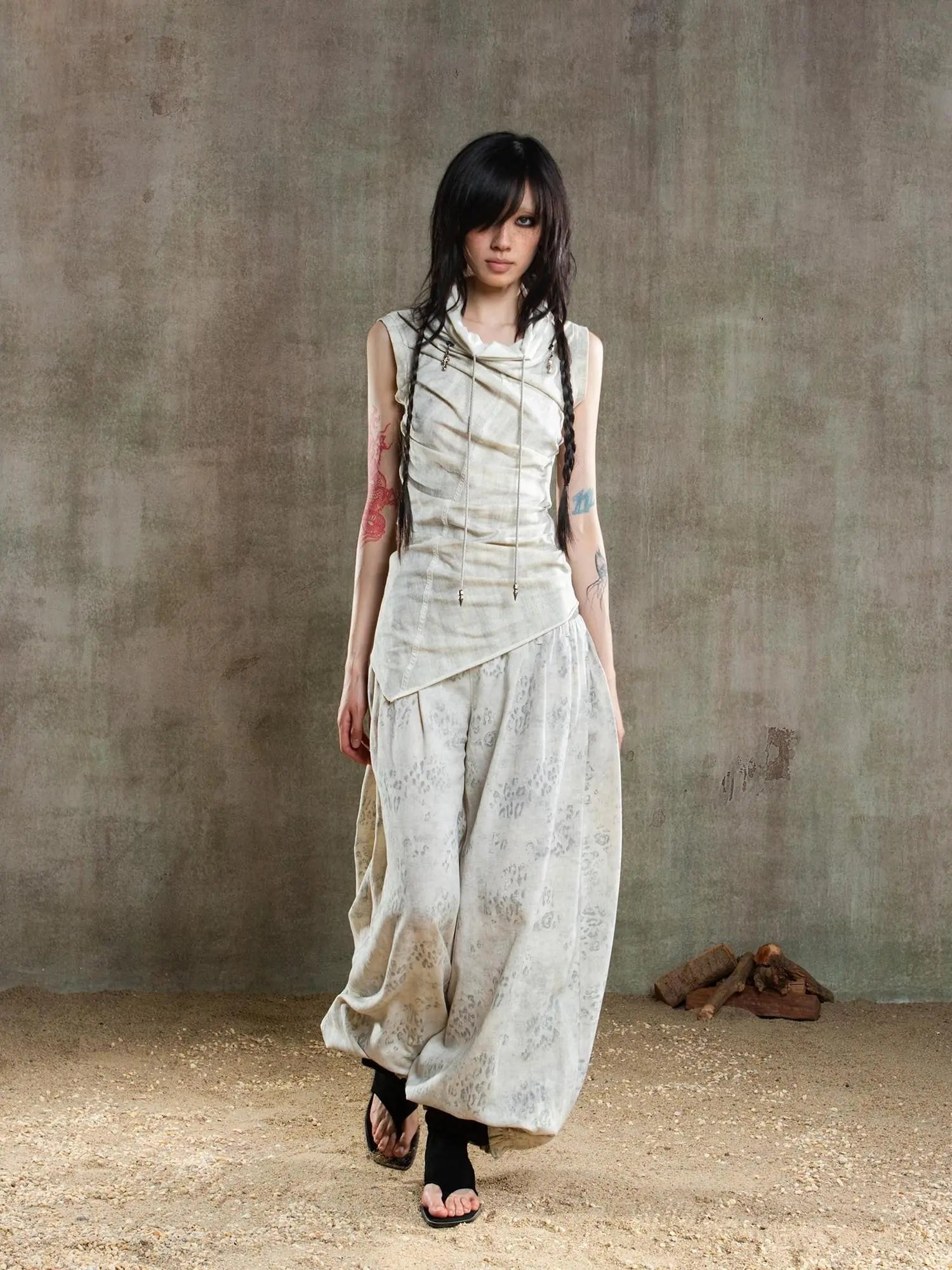 Punk Asym Fold Vest Multi Wear Vintage Summer