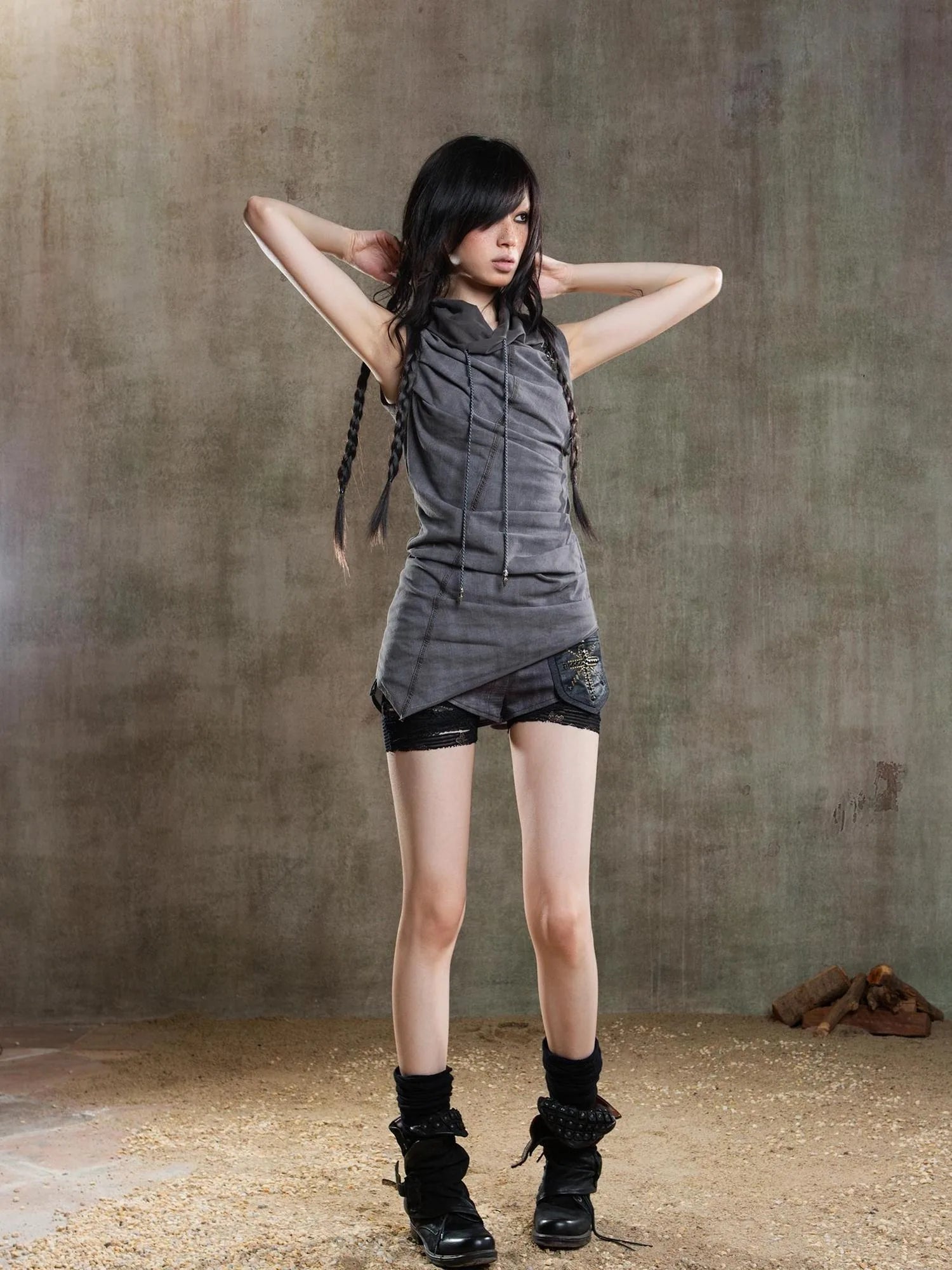 Punk Asym Fold Vest Multi Wear Vintage Summer