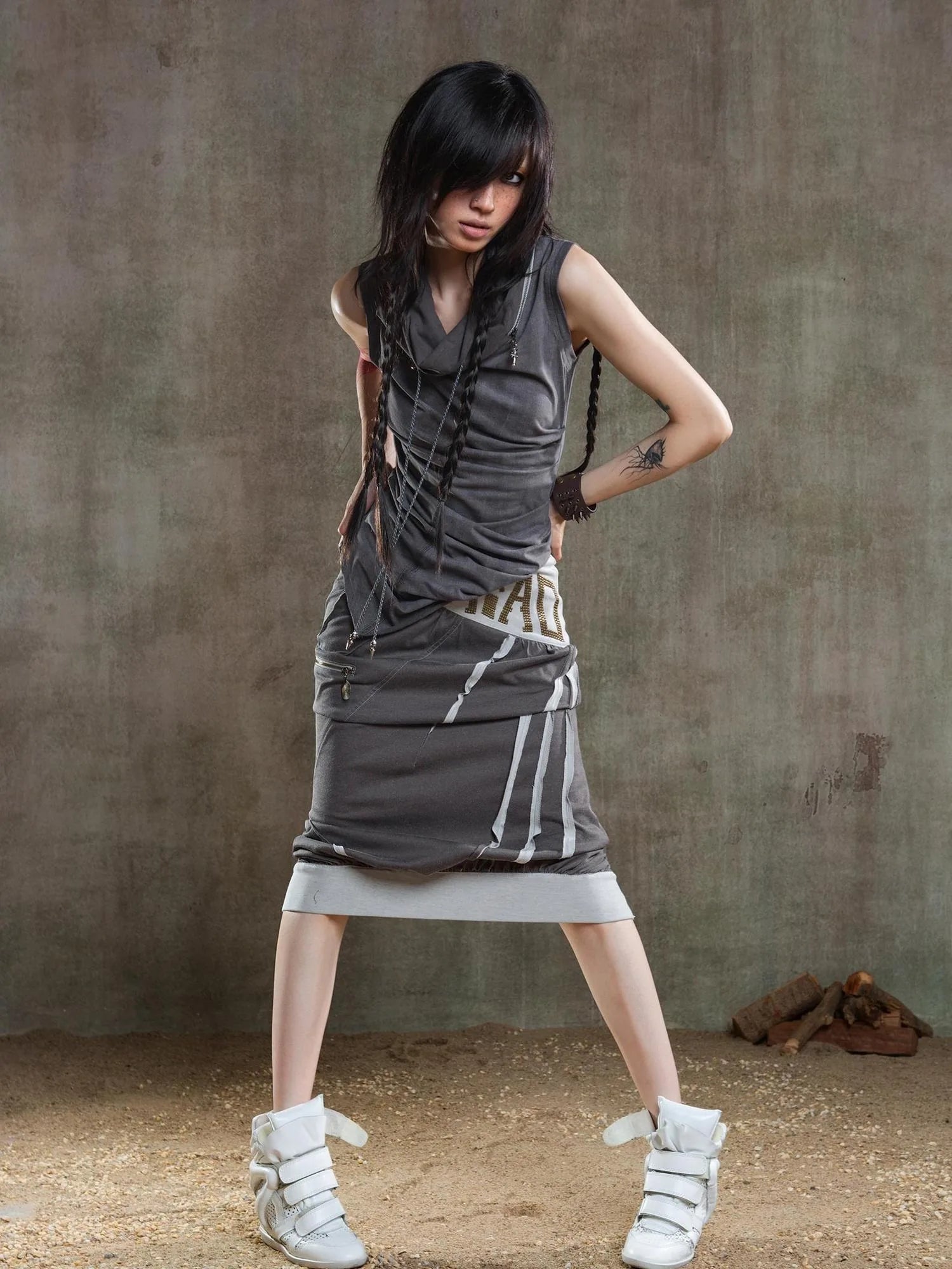 Punk Asym Fold Vest Multi Wear Vintage Summer