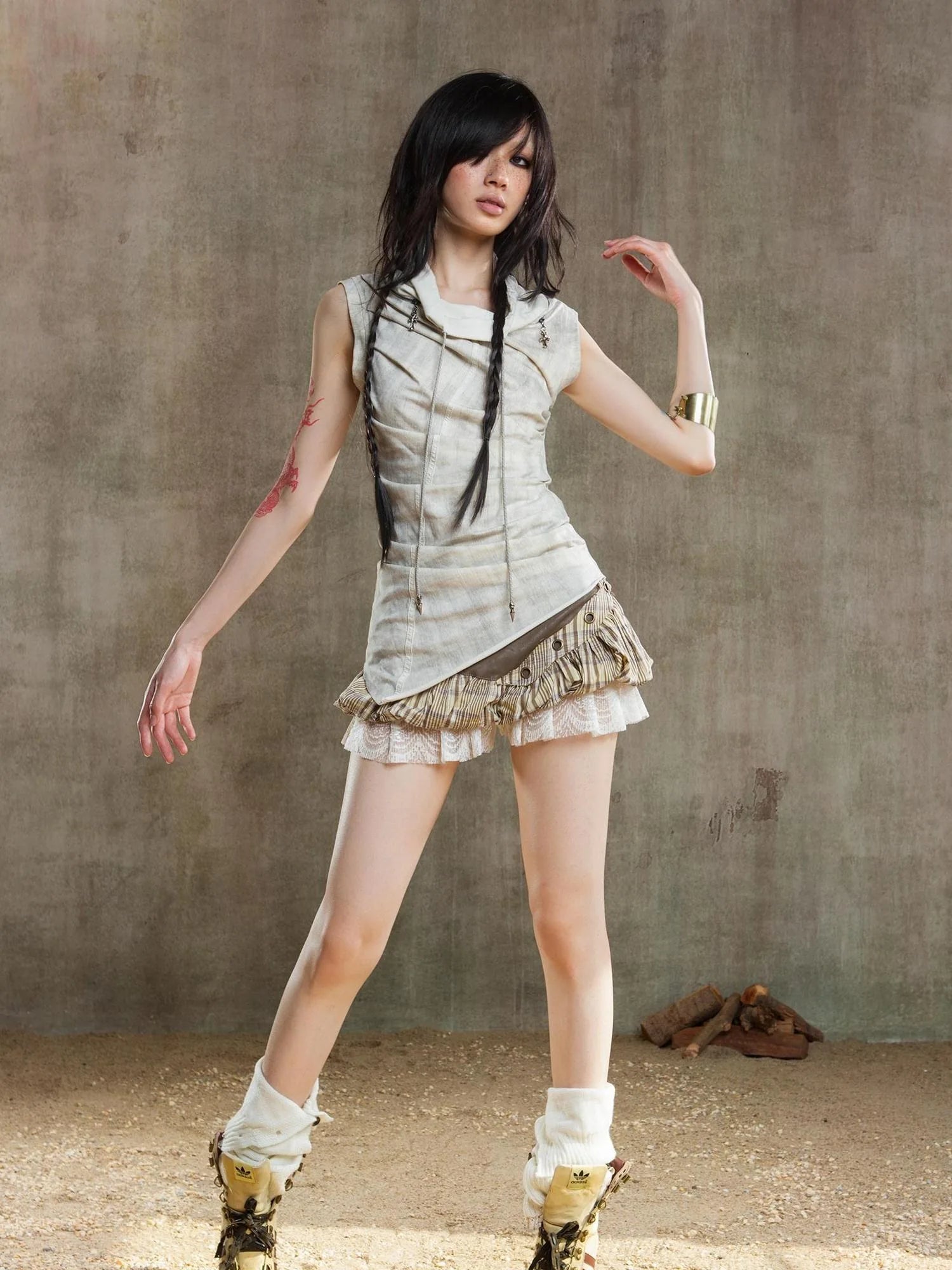 Punk Asym Fold Vest Multi Wear Vintage Summer