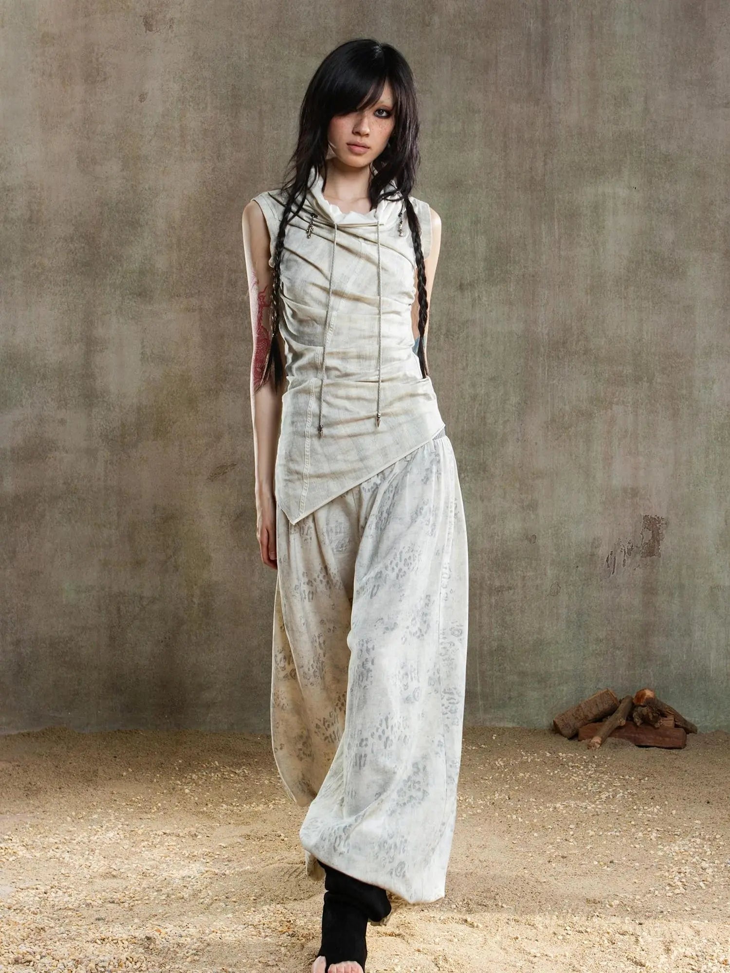 Punk Asym Fold Vest Multi Wear Vintage Summer