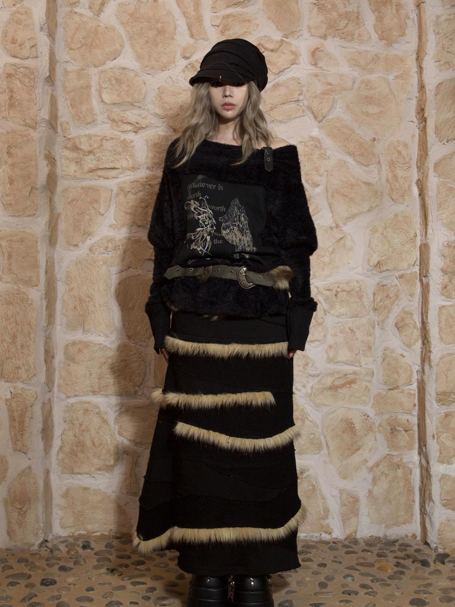 ARIADNAw Punk Bat Sleeve Knit Top