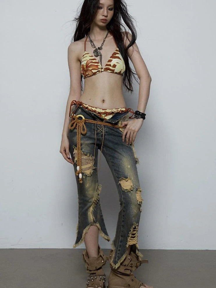 Punk Bikini Set Leopard Print Y2K Swimwear