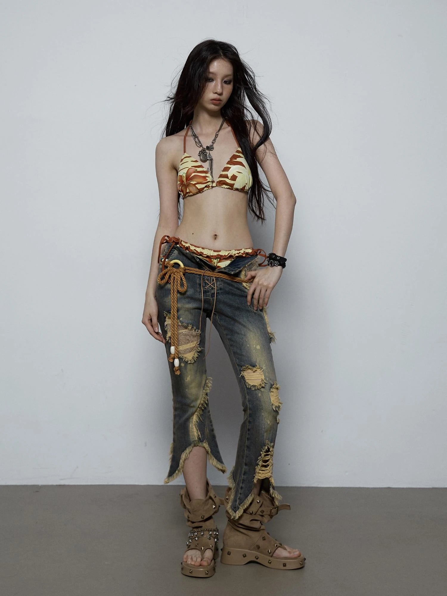 Punk Bikini Set Leopard Print Y2K Swimwear