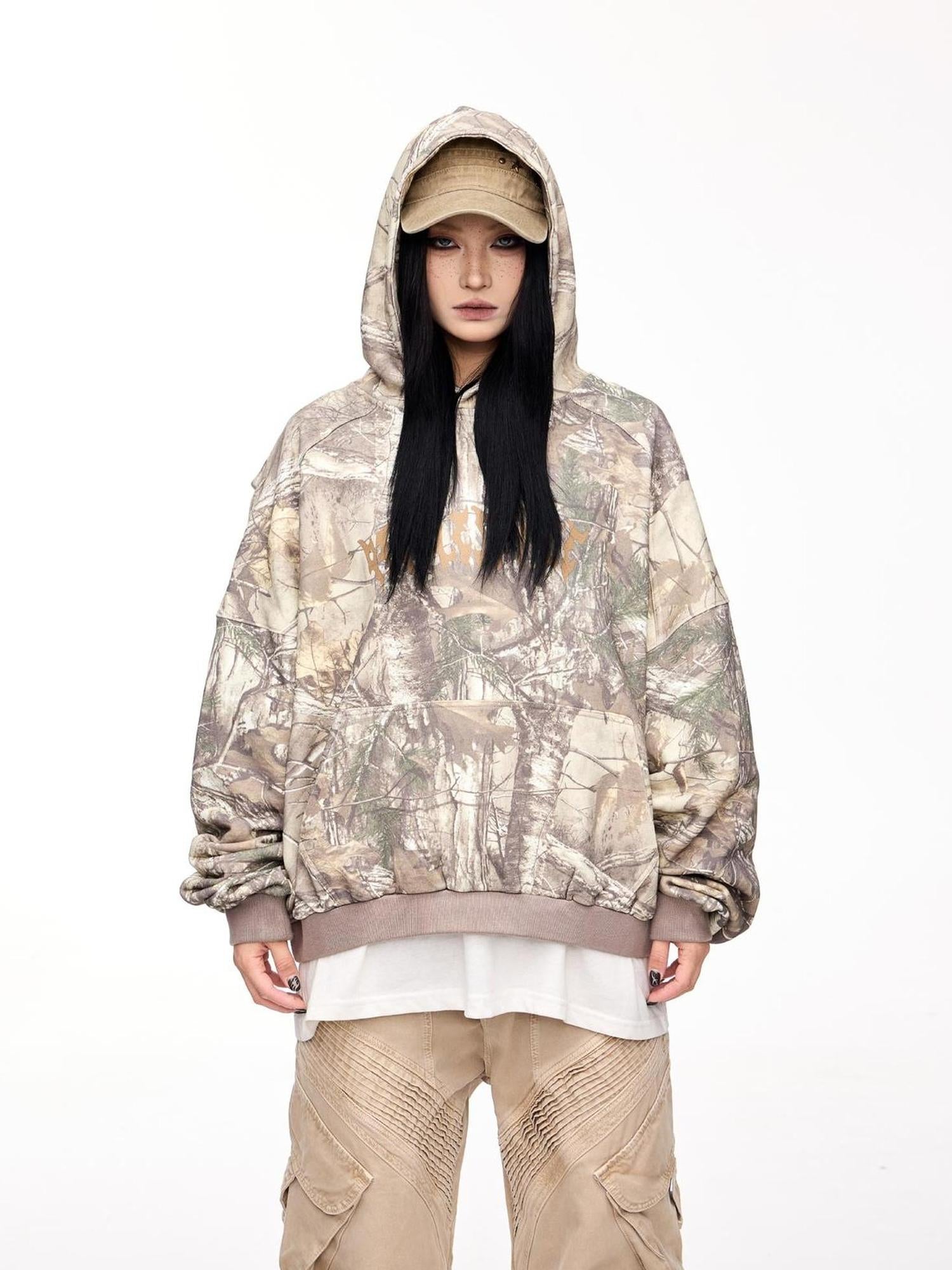 Peoplesense Punk Camo Unisex Vintage Hoodie Jm 8064 Aw 24