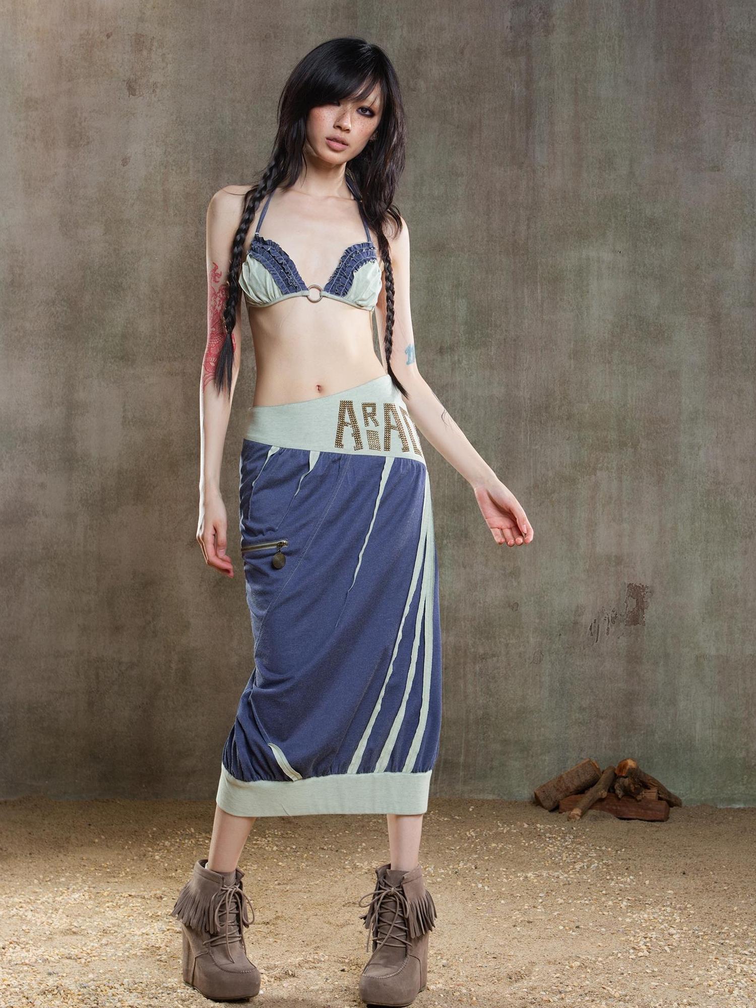 ARIADNAw Punk Crinkle Bikini Y2k Summer Edge