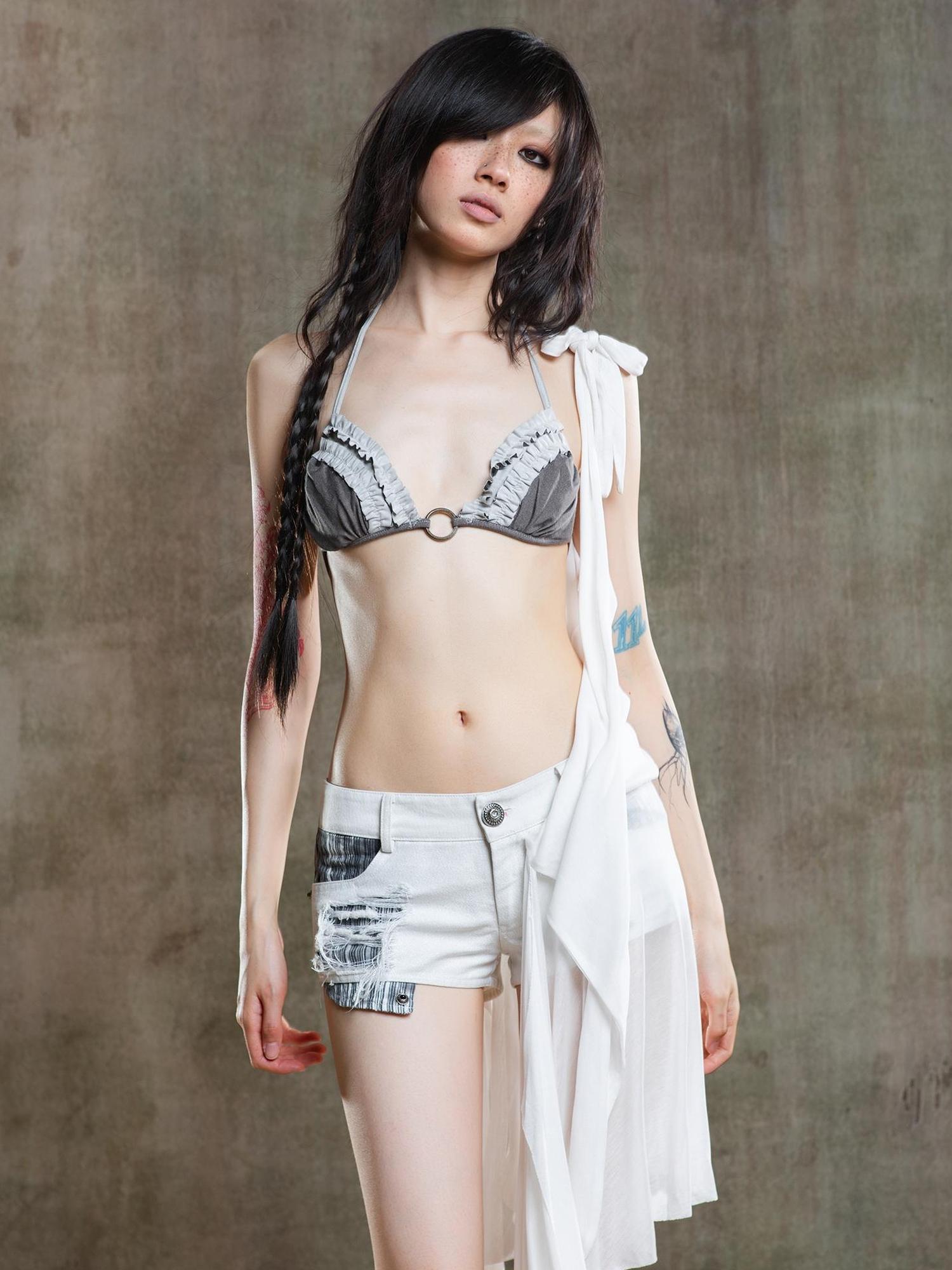 ARIADNAw Punk Crinkle Bikini Y2k Summer Edge