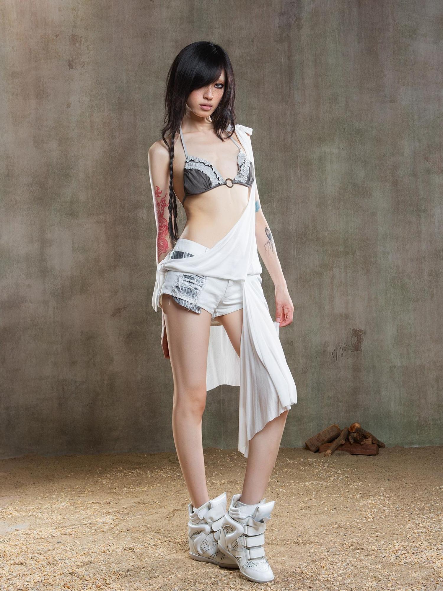 ARIADNAw Punk Crinkle Bikini Y2k Summer Edge