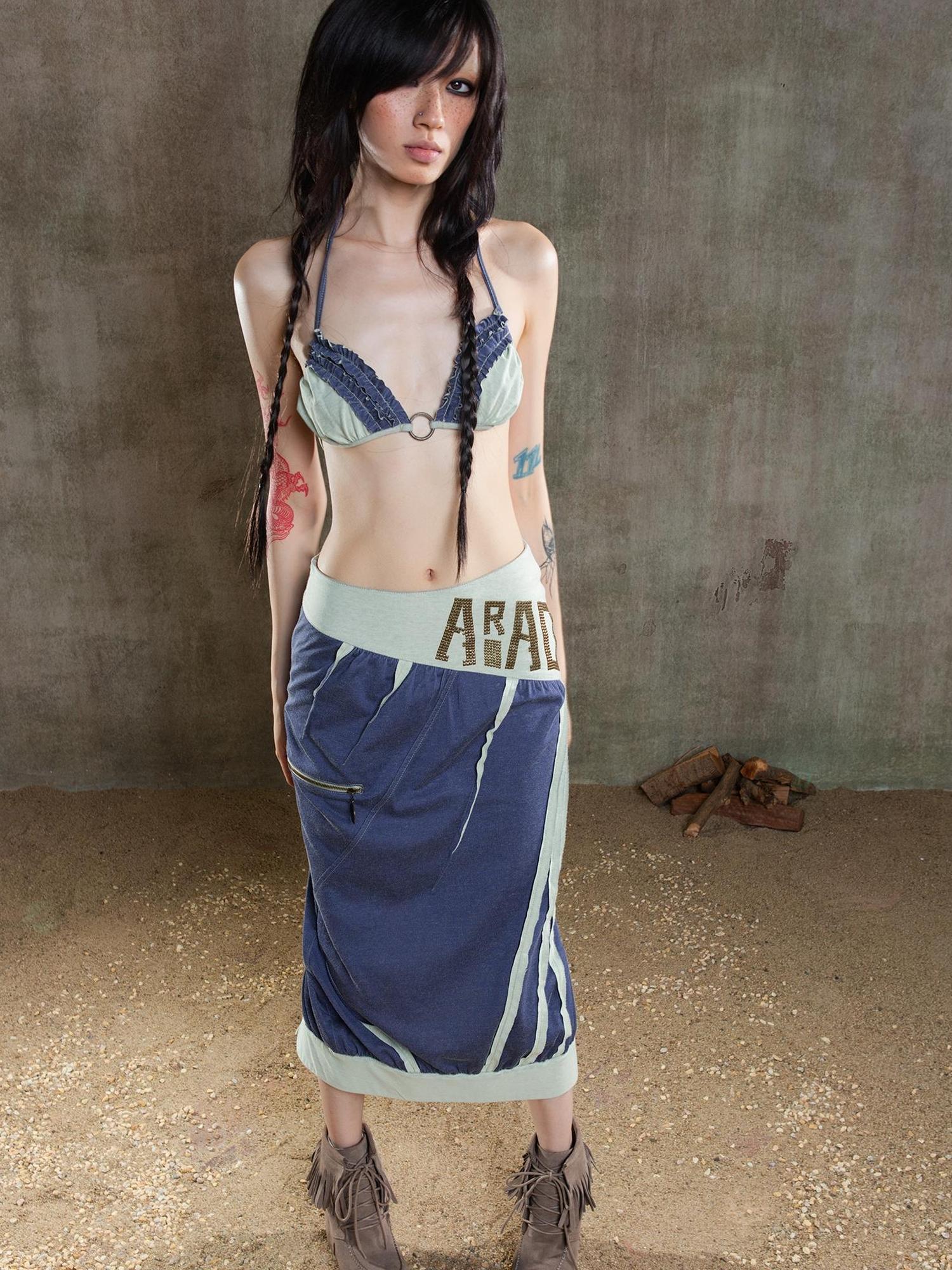 ARIADNAw Punk Crinkle Bikini Y2k Summer Edge