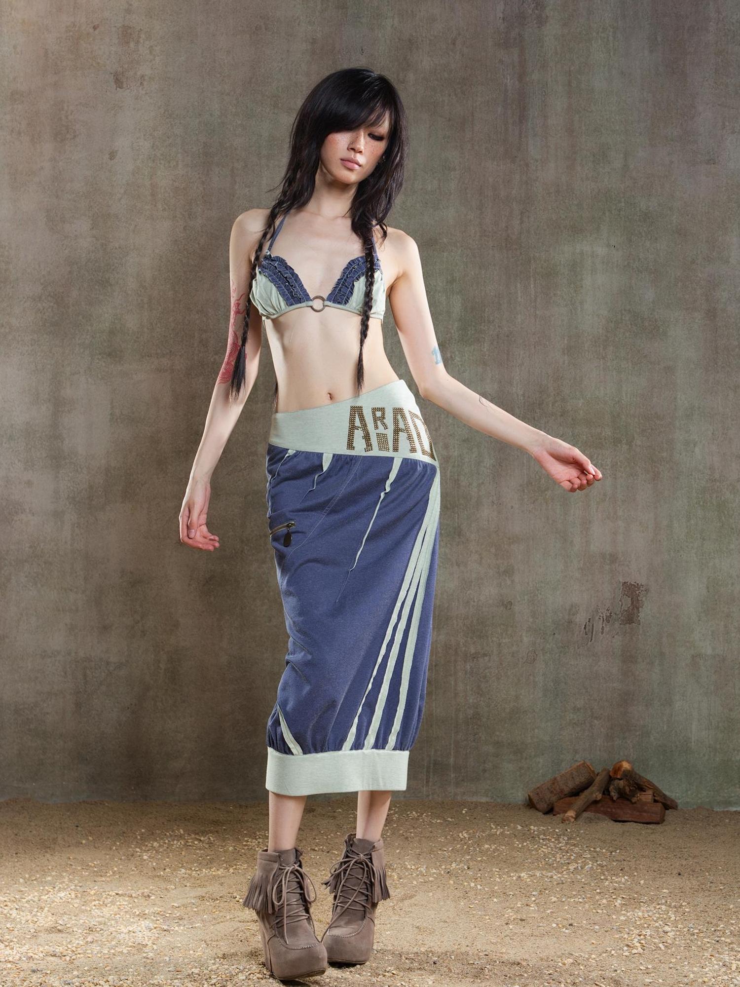 ARIADNAw Punk Crinkle Bikini Y2k Summer Edge